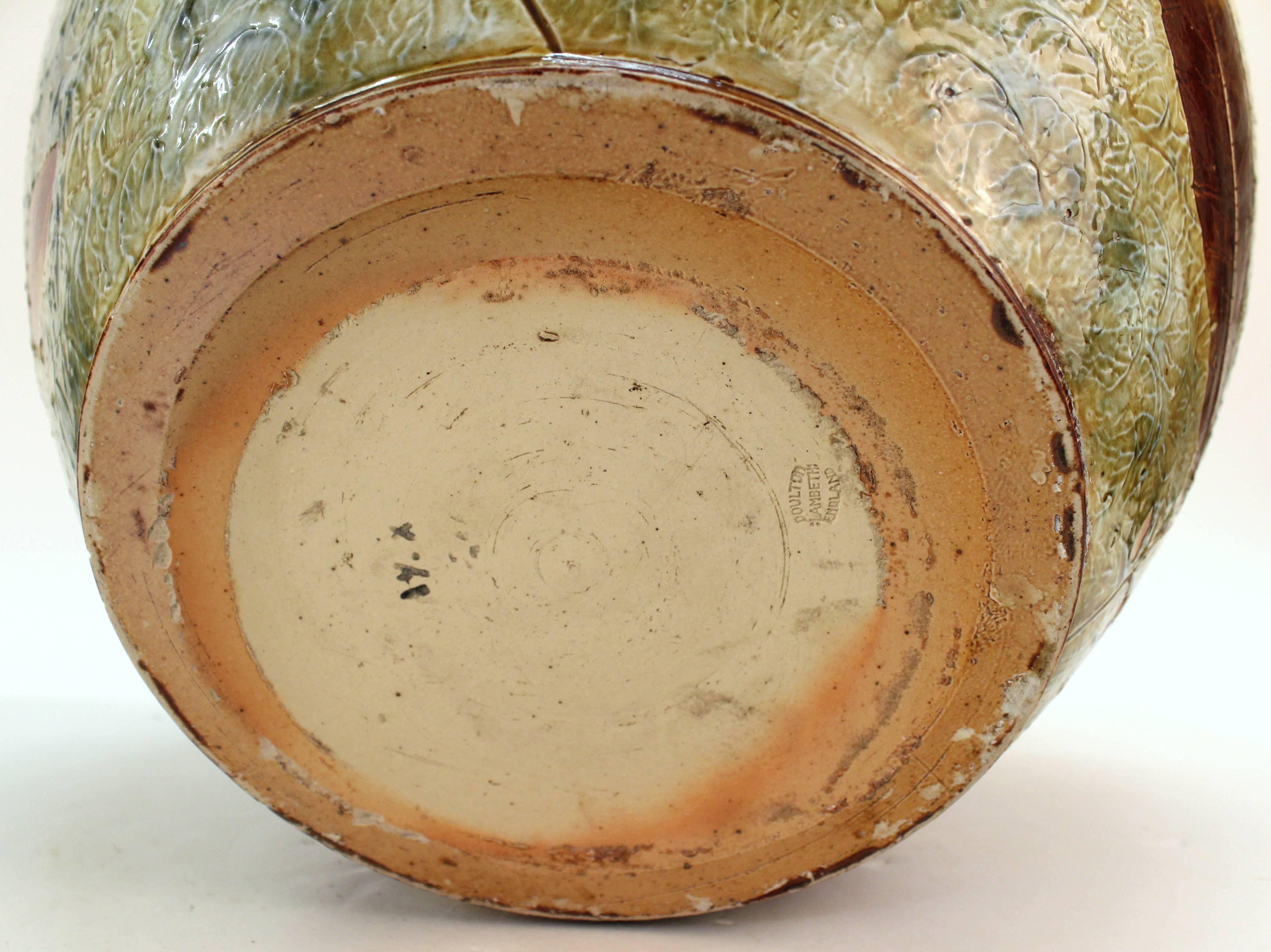 Doulton English Stoneware Jardiniere with Leaf Motif 1