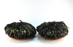 Dransfield & Ross Hollywood Regency Feather Pillows in Black and Gold Tones