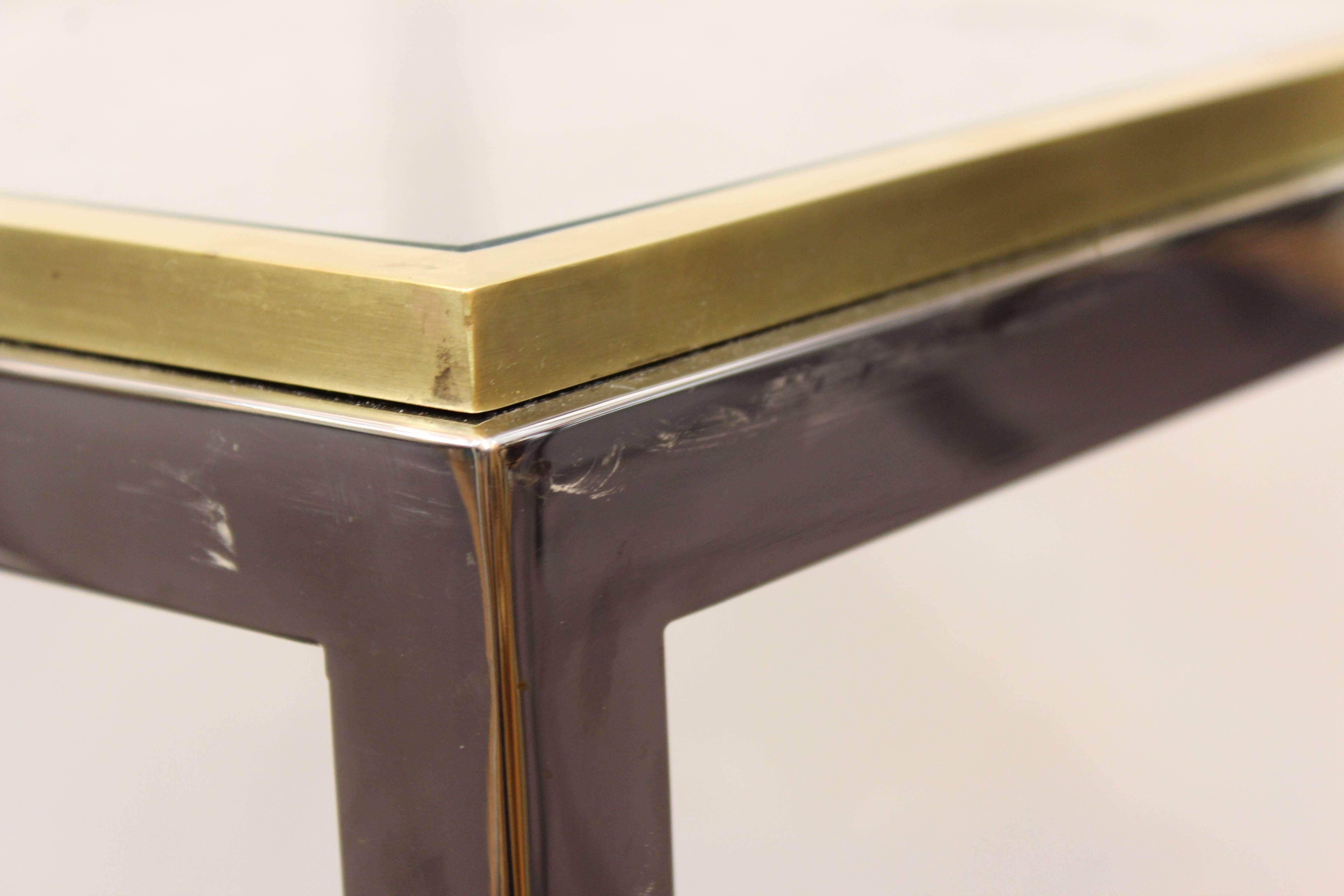 Brass Pair of Chrome Side Tables Attributed to Romeo Rega or Renato Zevi
