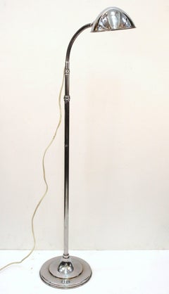 Mid-Century Modern Goose-Neck Floor Lamp in Chrome