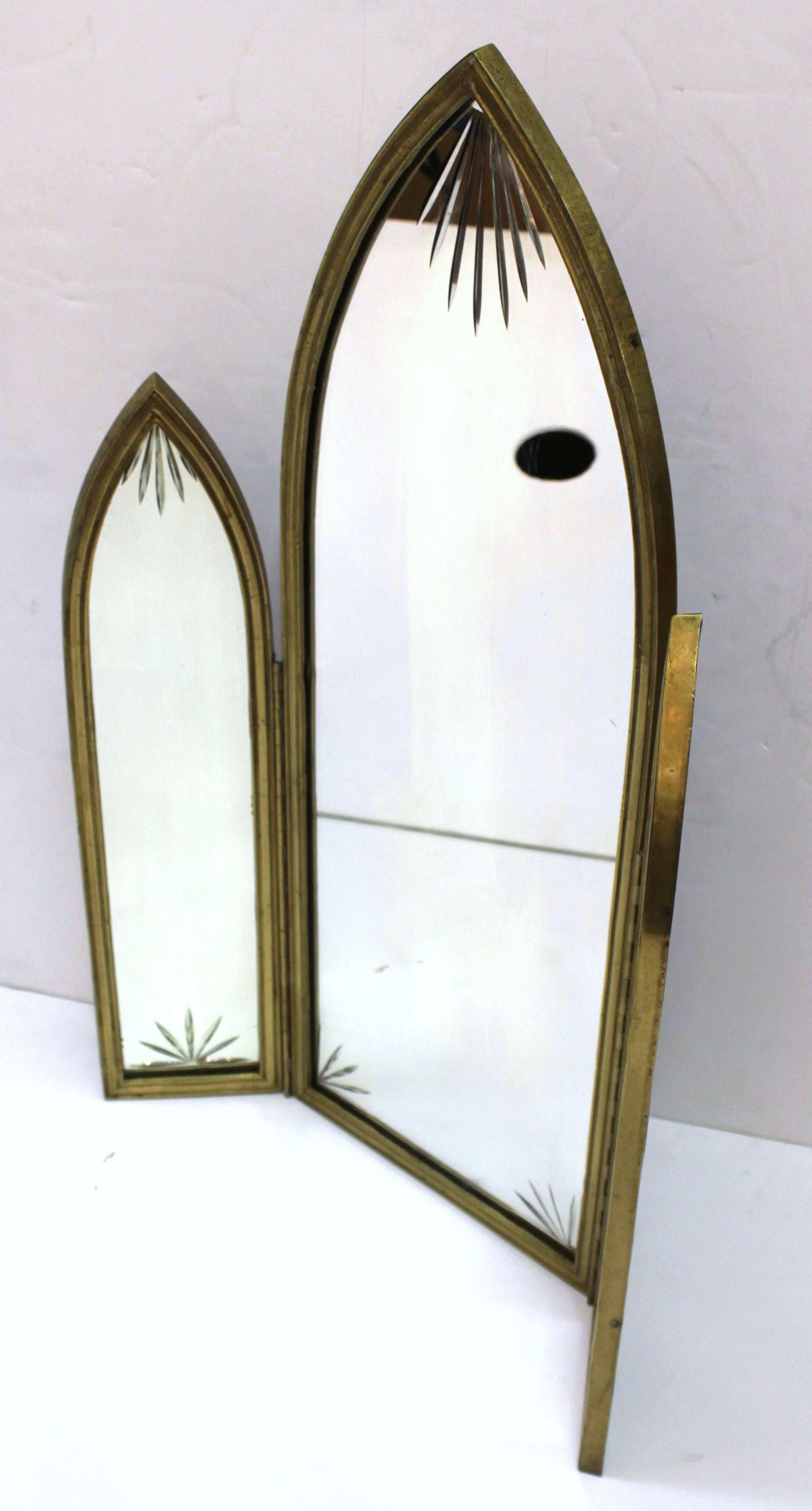French Art Deco Triptych Mirror in Bronze In Good Condition In New York, NY