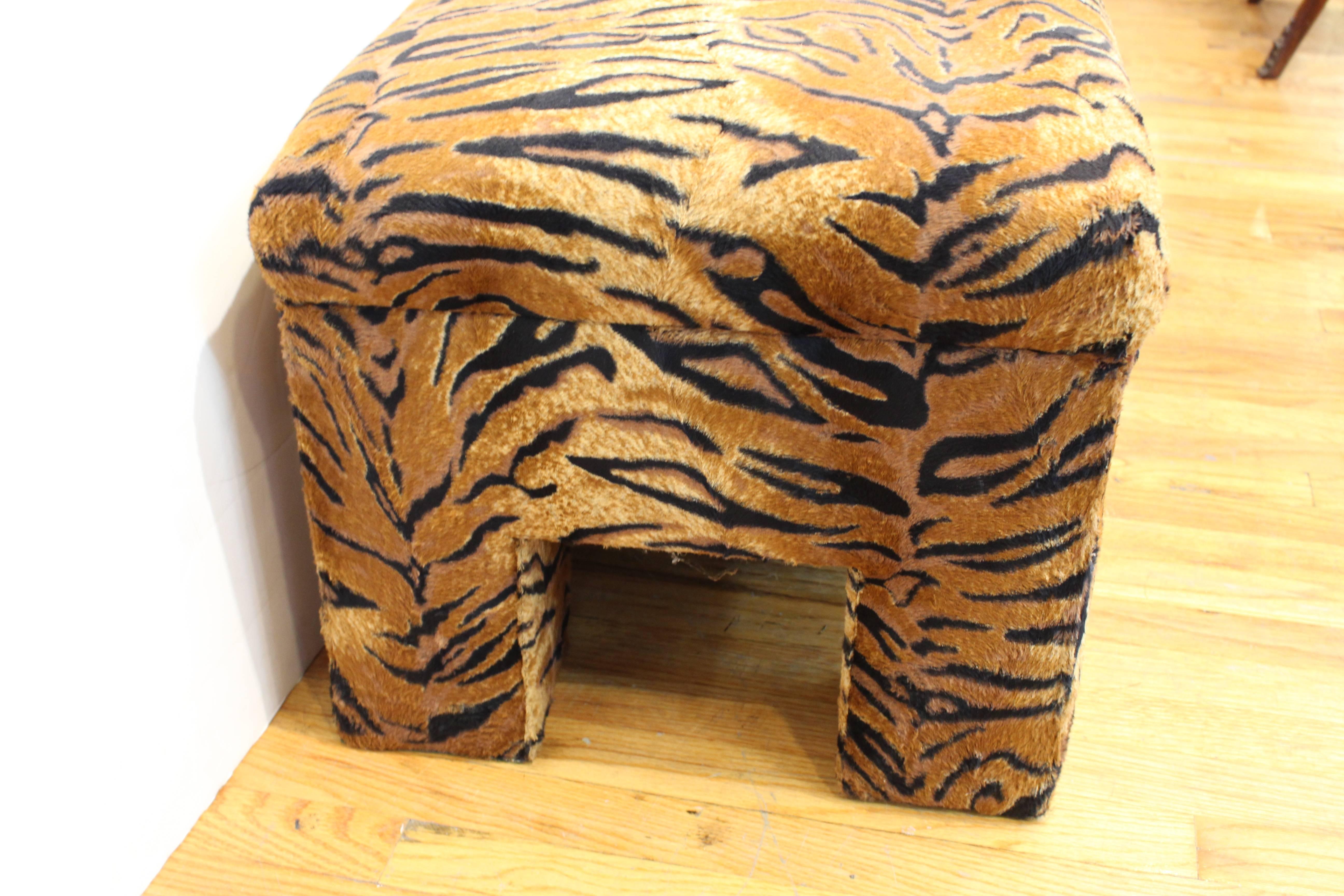 leopard print storage bench