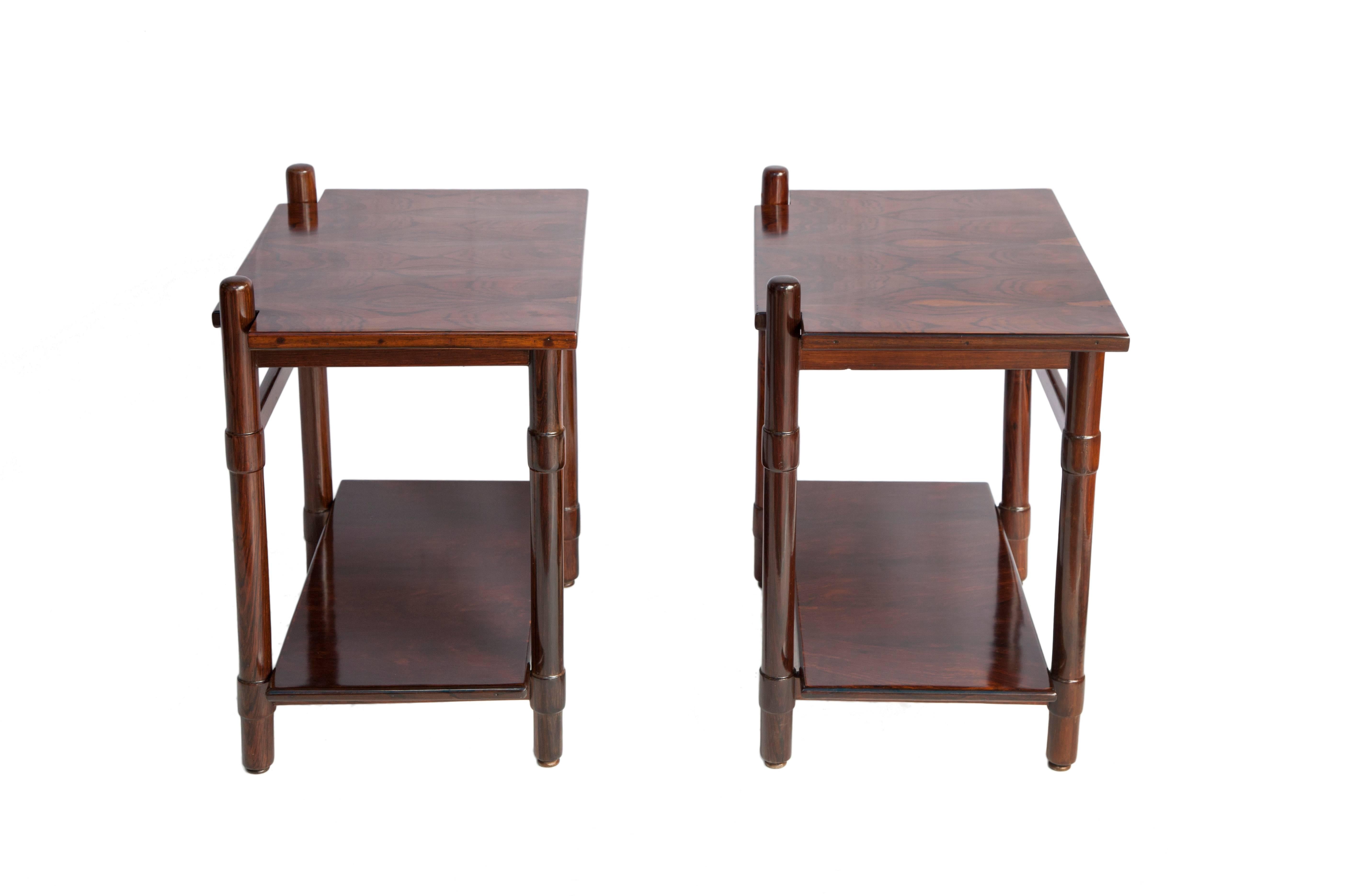 Mid-Century Modern Michel Arnoult Side Tables in Jacaranda Wood