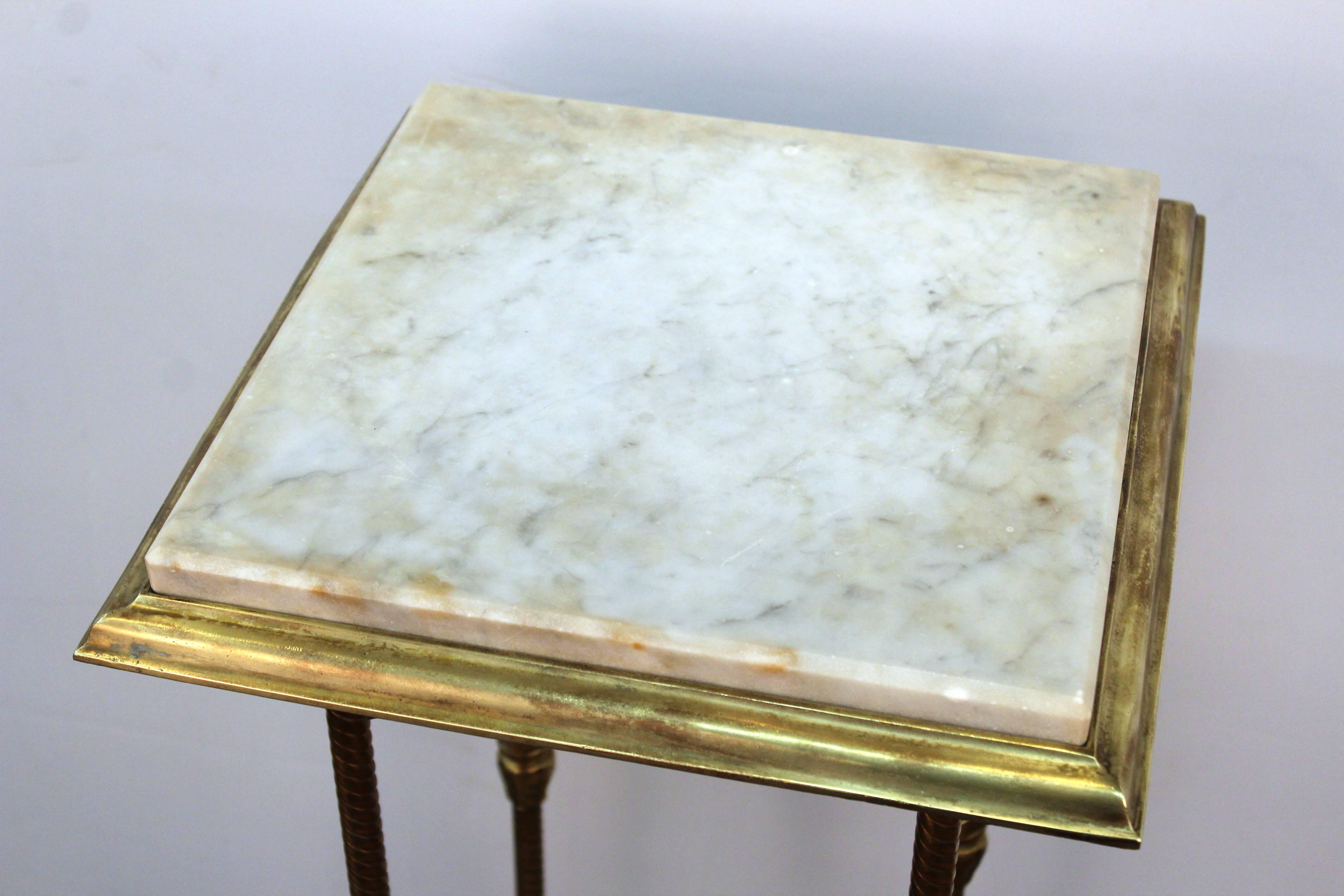 American Victorian Brass Pedestal with Marble Top 6