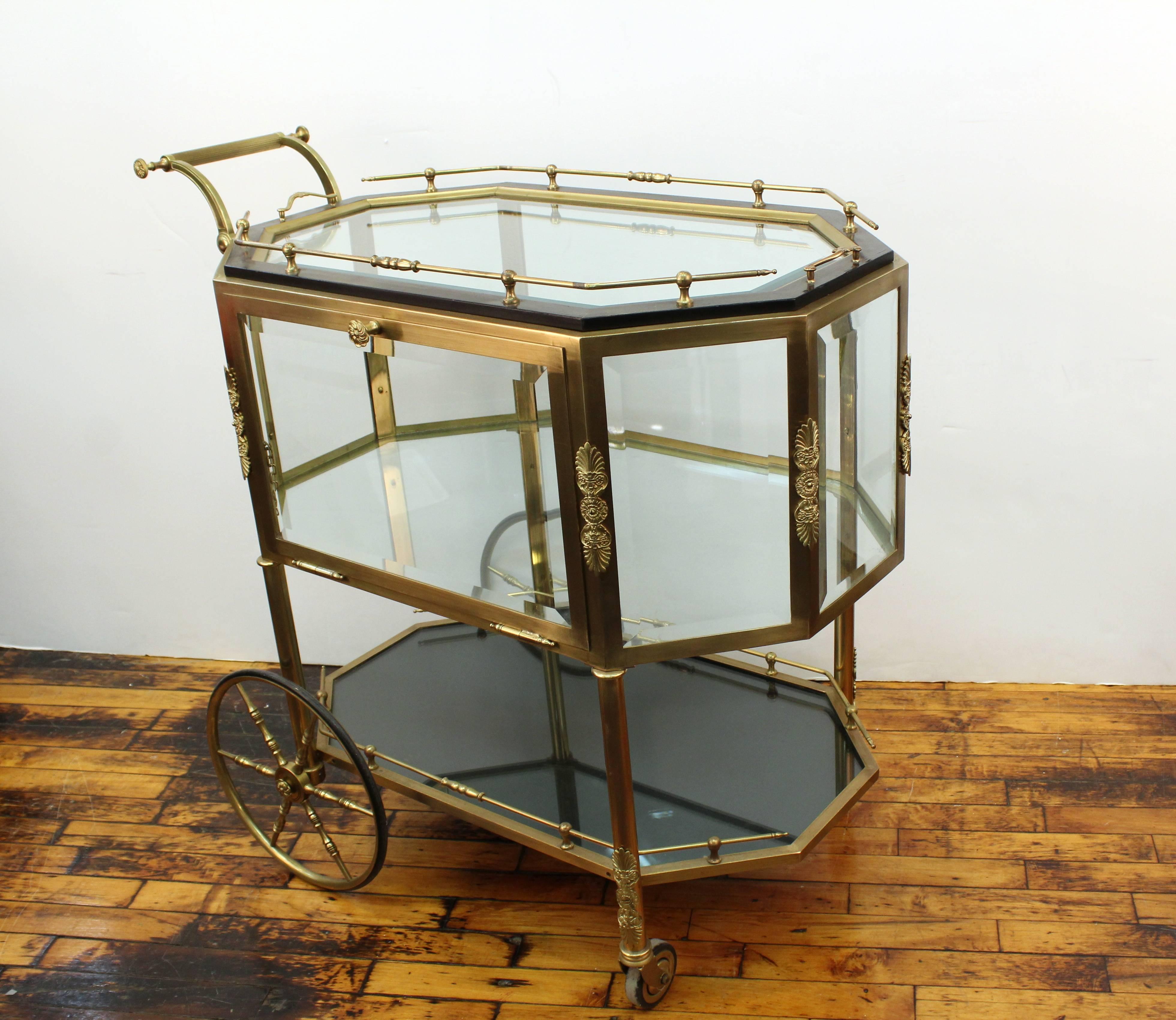 French Neoclassical Style Brass Pastry Cart or Tea Trolley 2