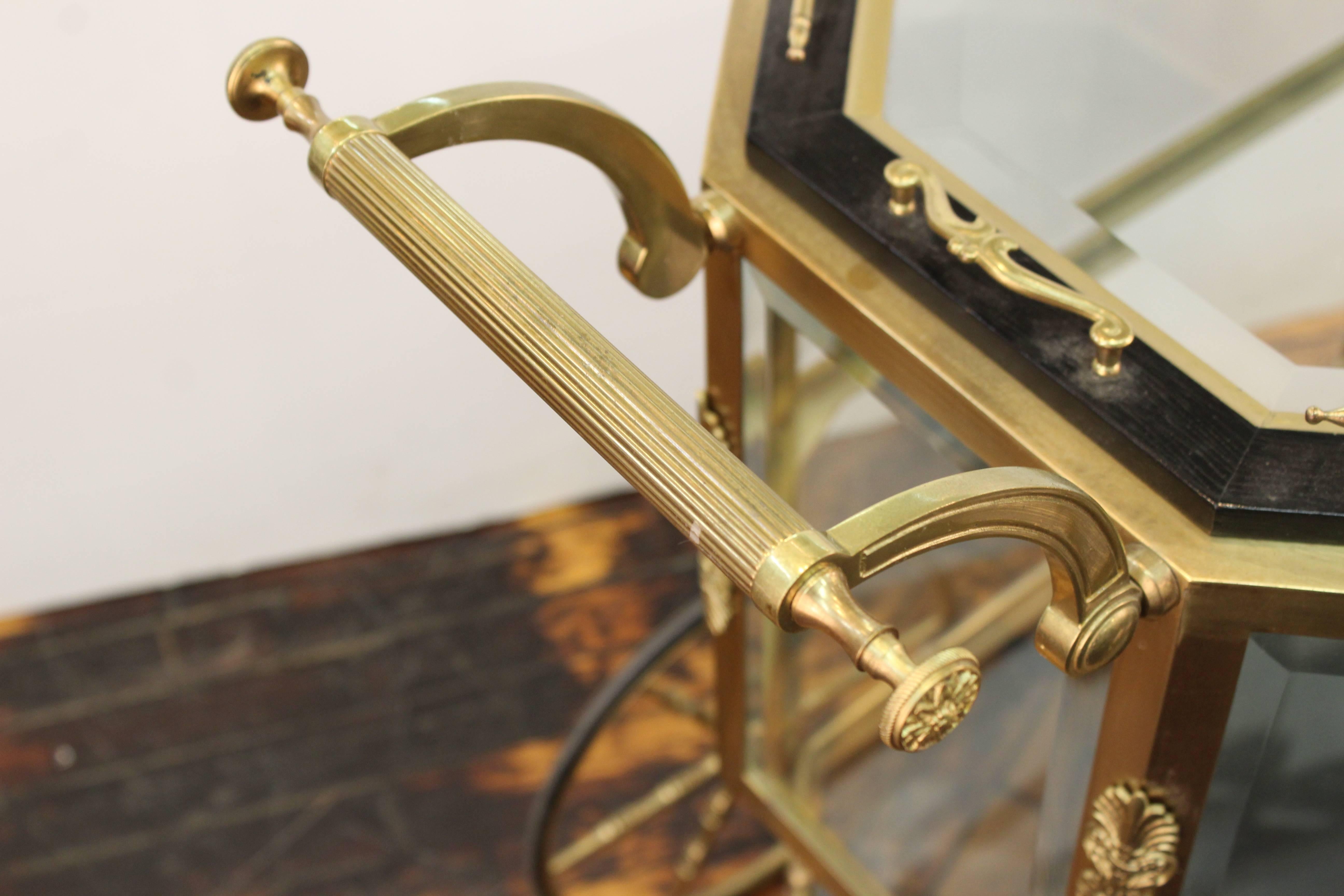 French Neoclassical Style Brass Pastry Cart or Tea Trolley 1