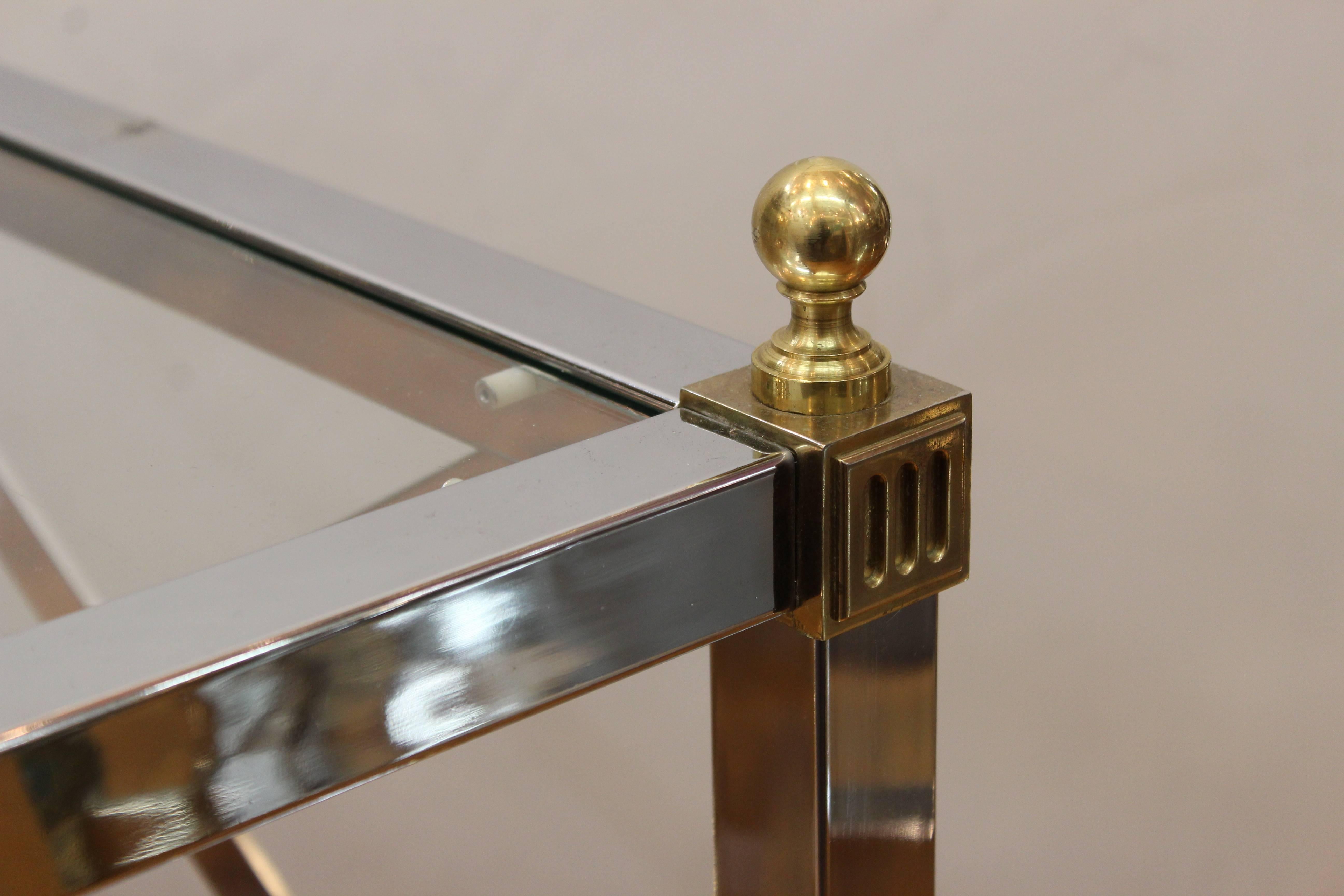 Mid-20th Century Maison Jansen Directoire Style Chrome and Brass Coffee Tables
