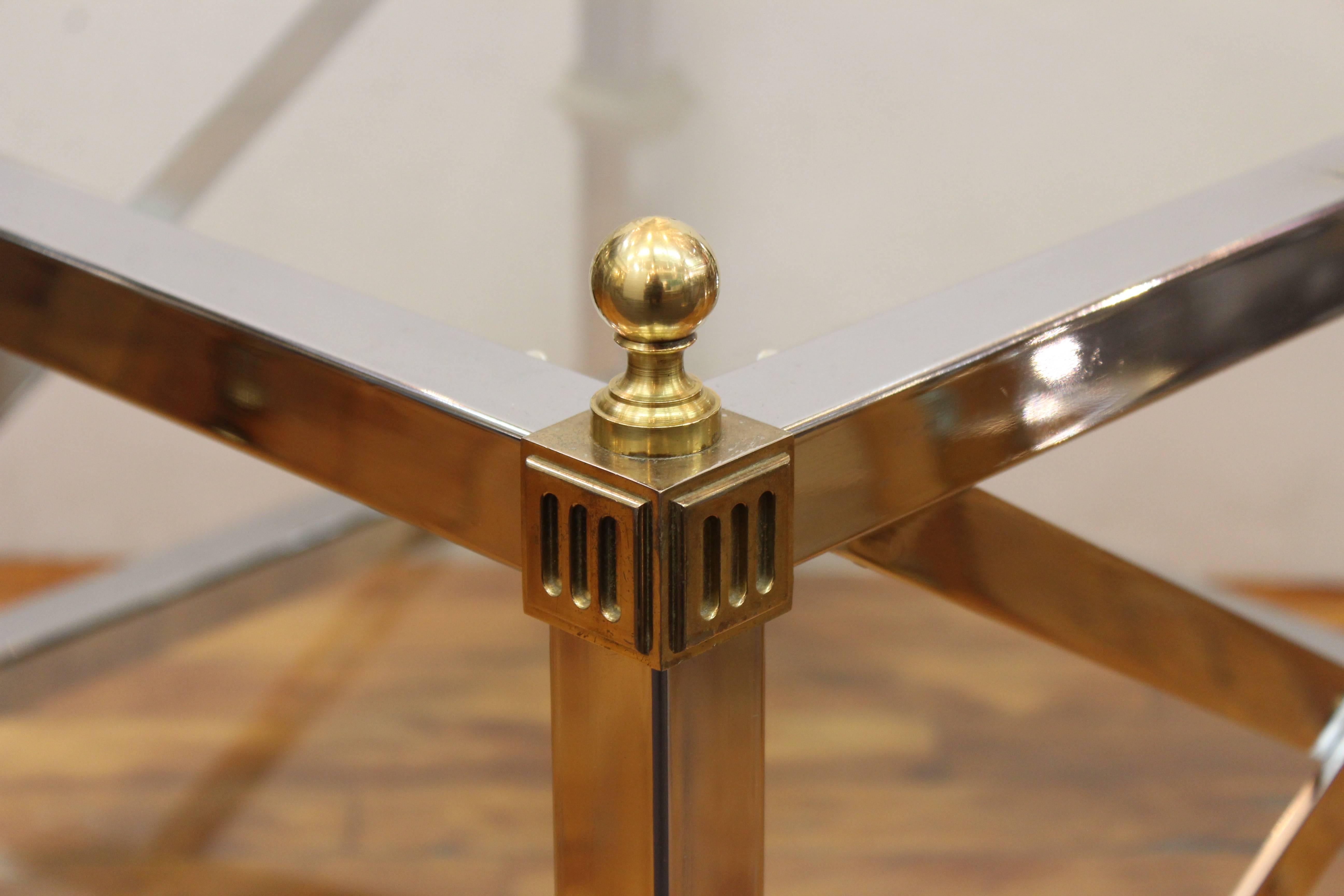 Maison Jansen Directoire Style Chrome and Brass Coffee Tables 2