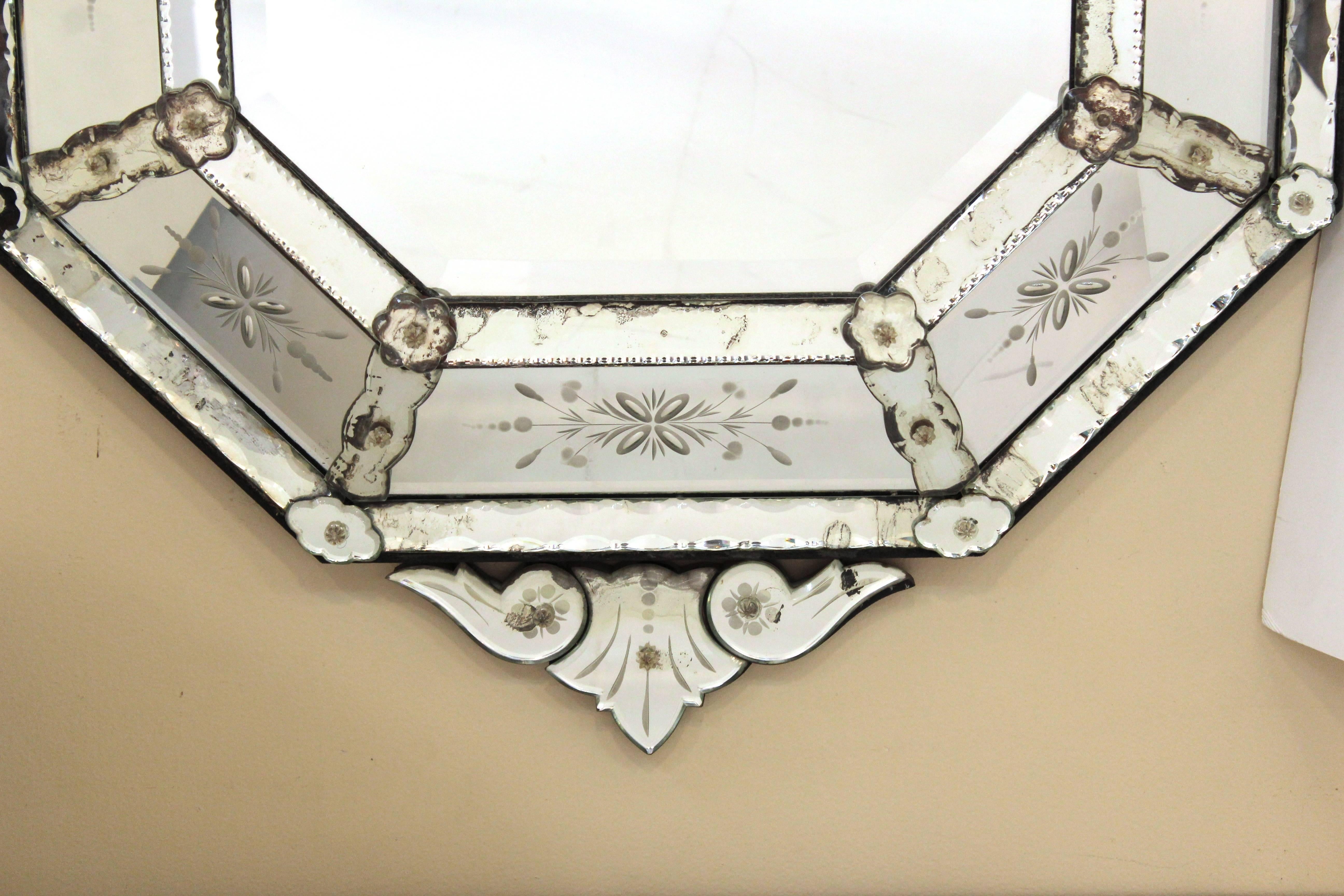 French Hollywood Regency Large Venetian Mirror