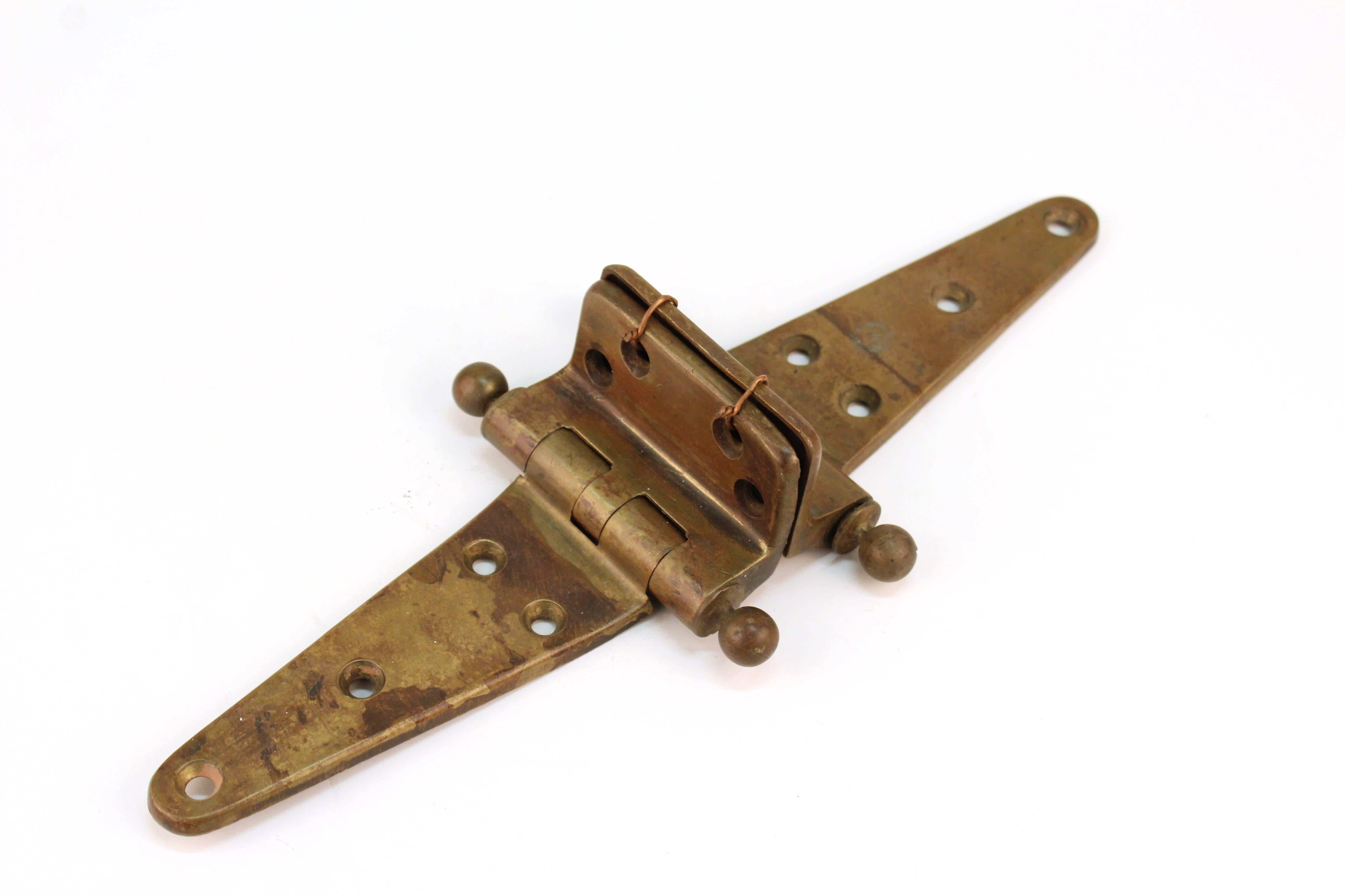 Industrieller Vintage-Messing-Türgriff mit Scharnier (20. Jahrhundert) im Angebot