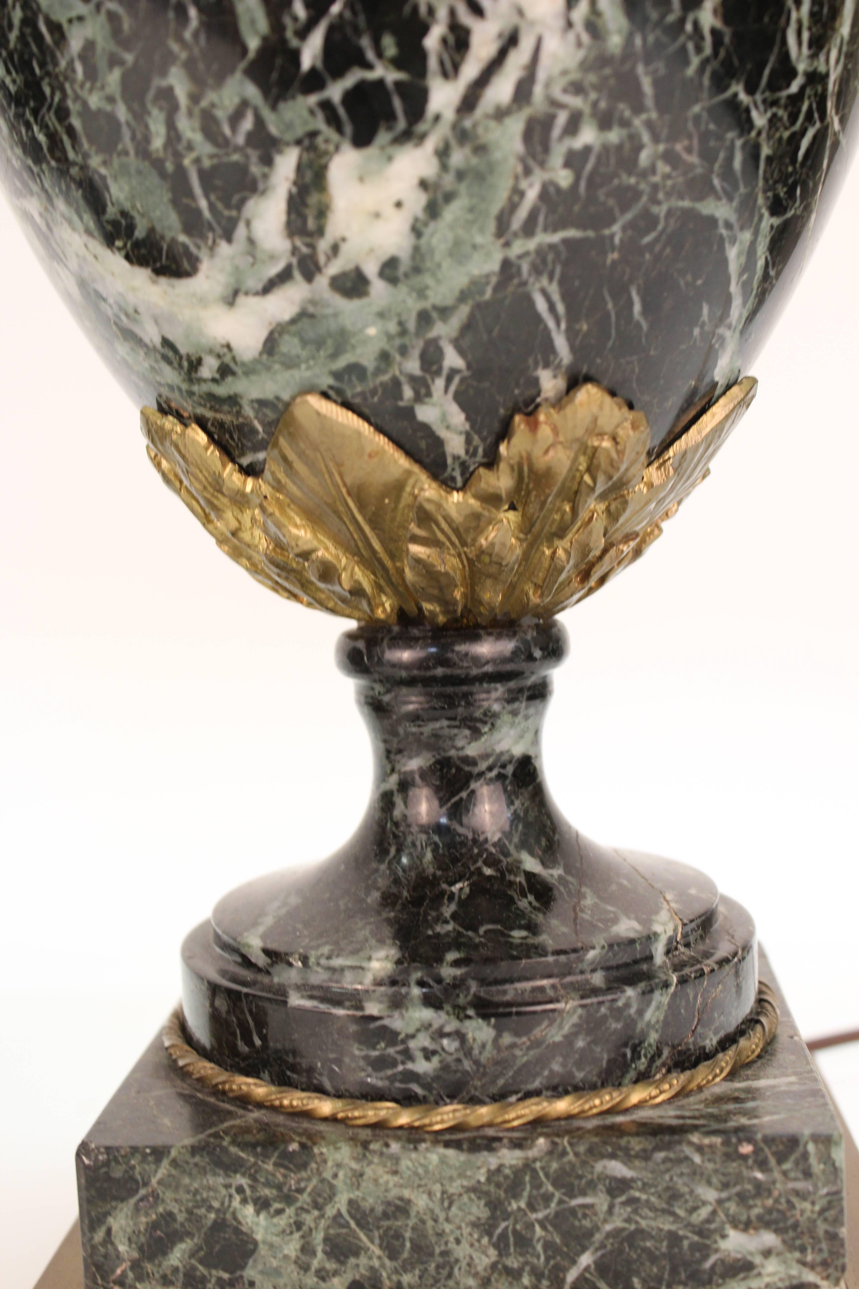 Neoclassical Marble and Bronze Urn Table Lamps, Pair 5