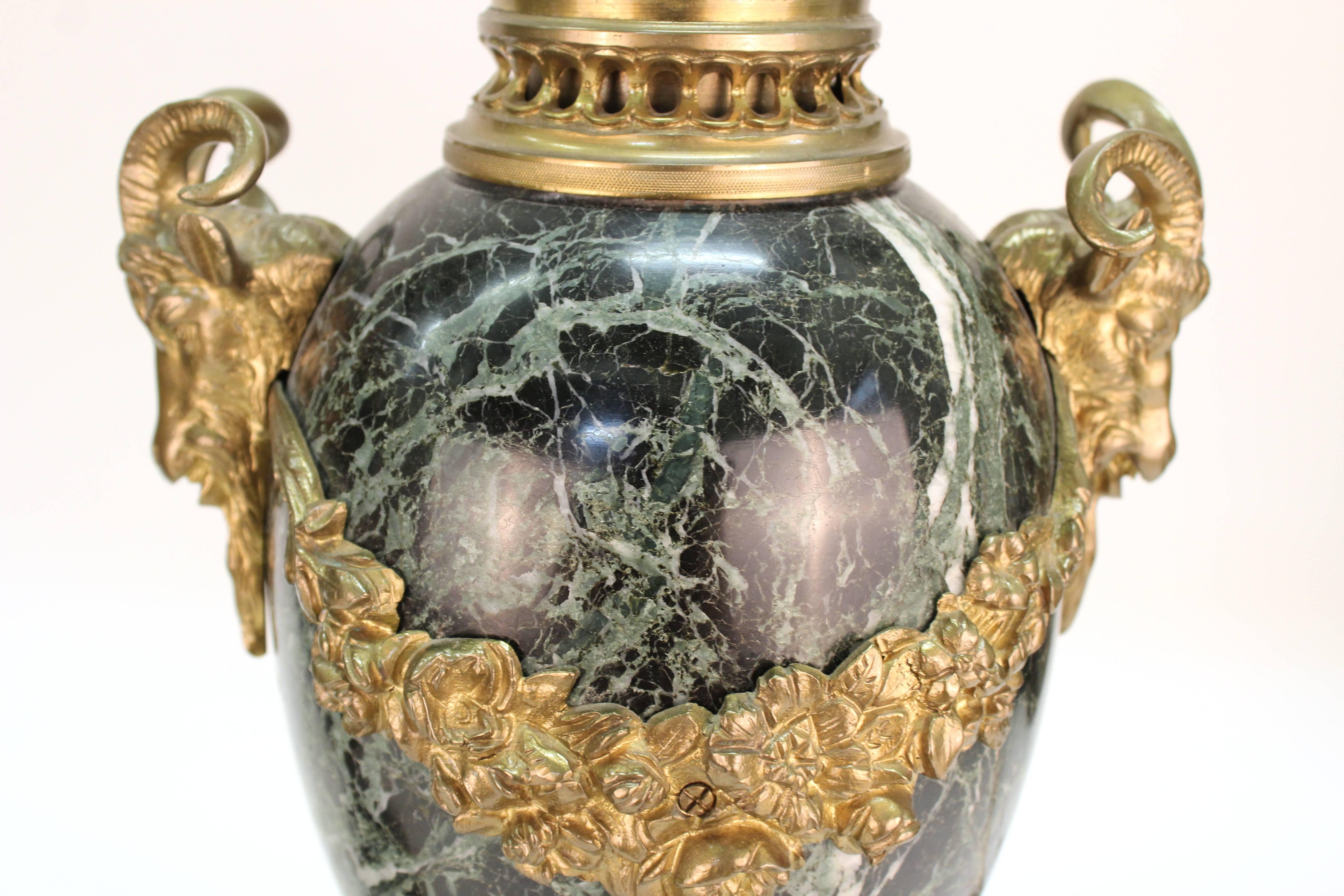 Neoclassical Marble and Bronze Urn Table Lamps, Pair 3