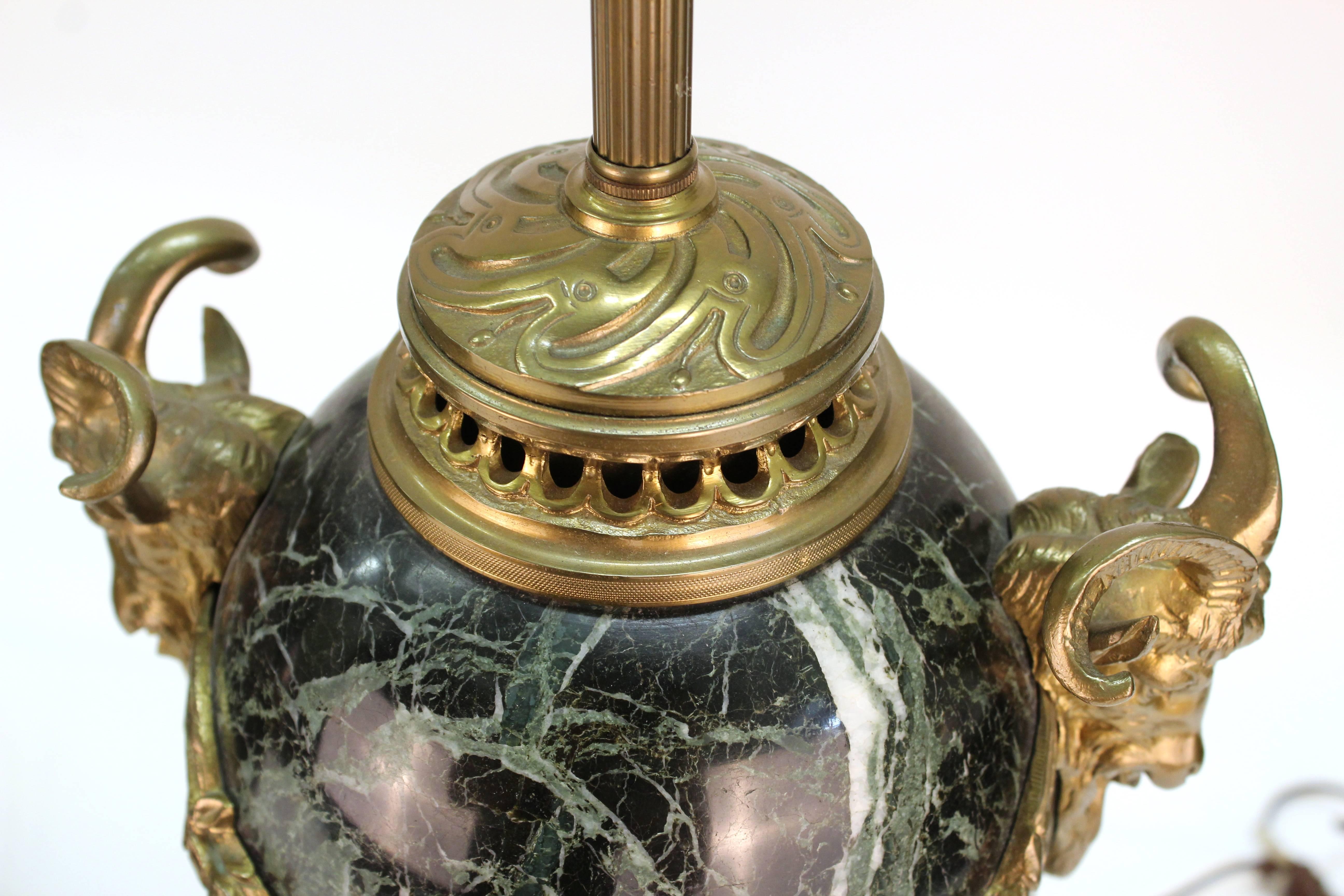 Neoclassical Marble and Bronze Urn Table Lamps, Pair 2