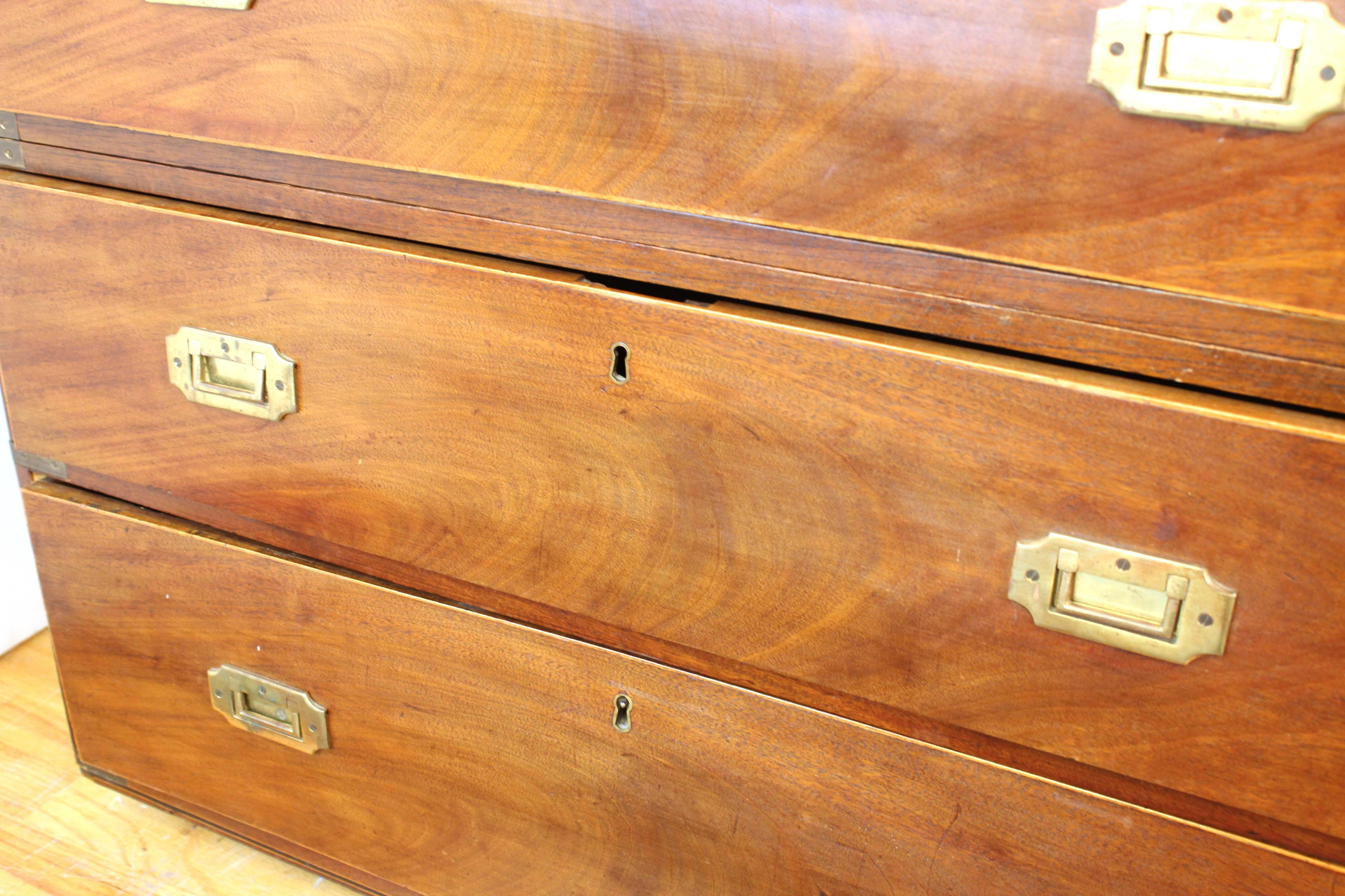 19th Century Victorian Mahogany Campaign Chest 3