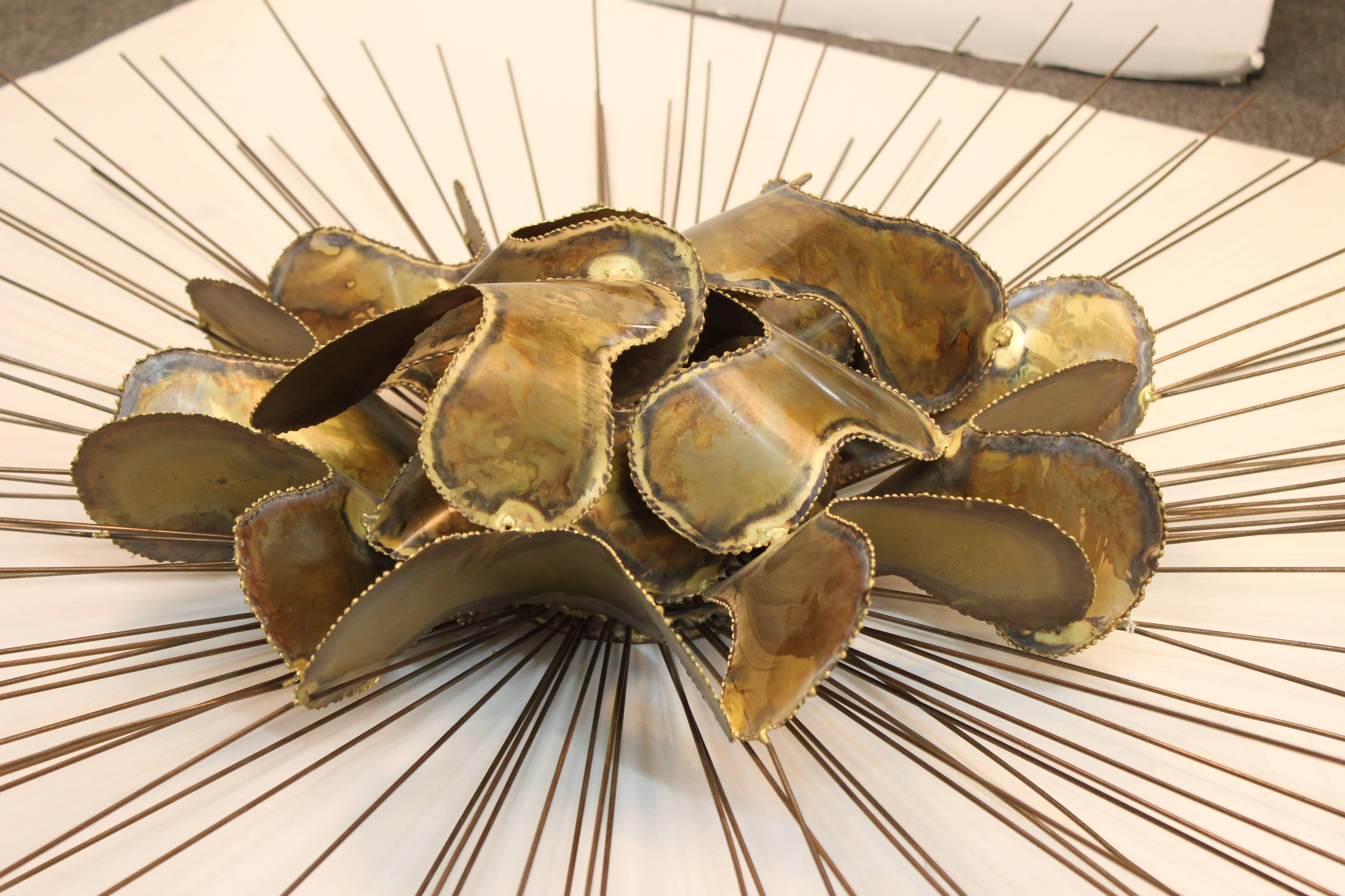 Late 20th Century Sunburst Wall Sculpture in Manner of Silas Seandel For Sale
