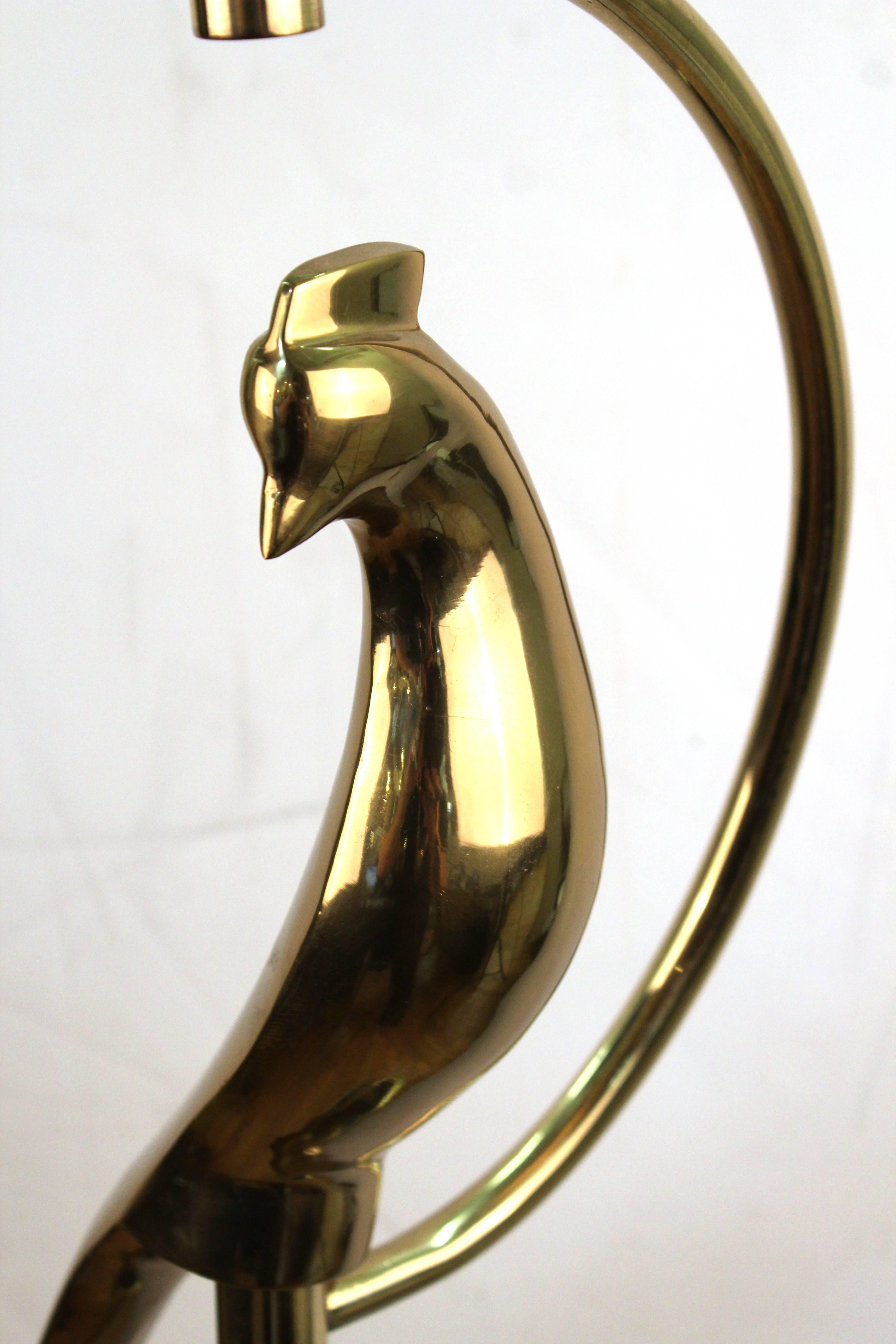 Late 20th Century Brass Floor Lamp with Perched Bird