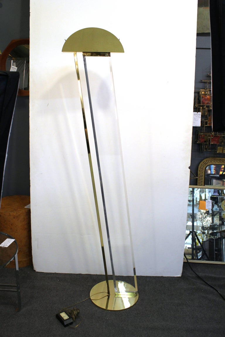Fredrick Ramond Hollywood Regency Lucite and Brass Floor Lamps For Sale