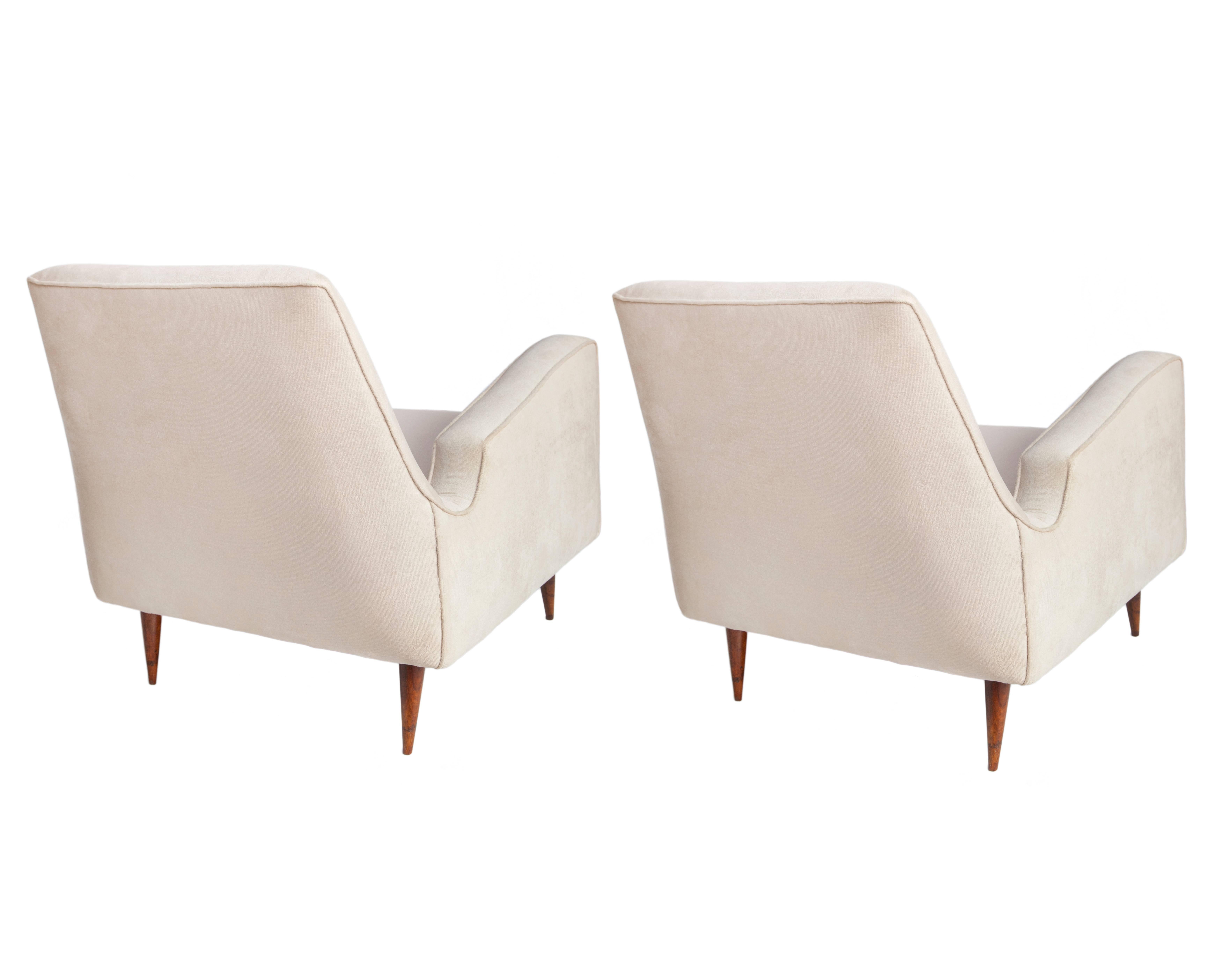 Brazilian Mid-Century Modern Armchairs in Artificial Suede In Good Condition In New York, NY