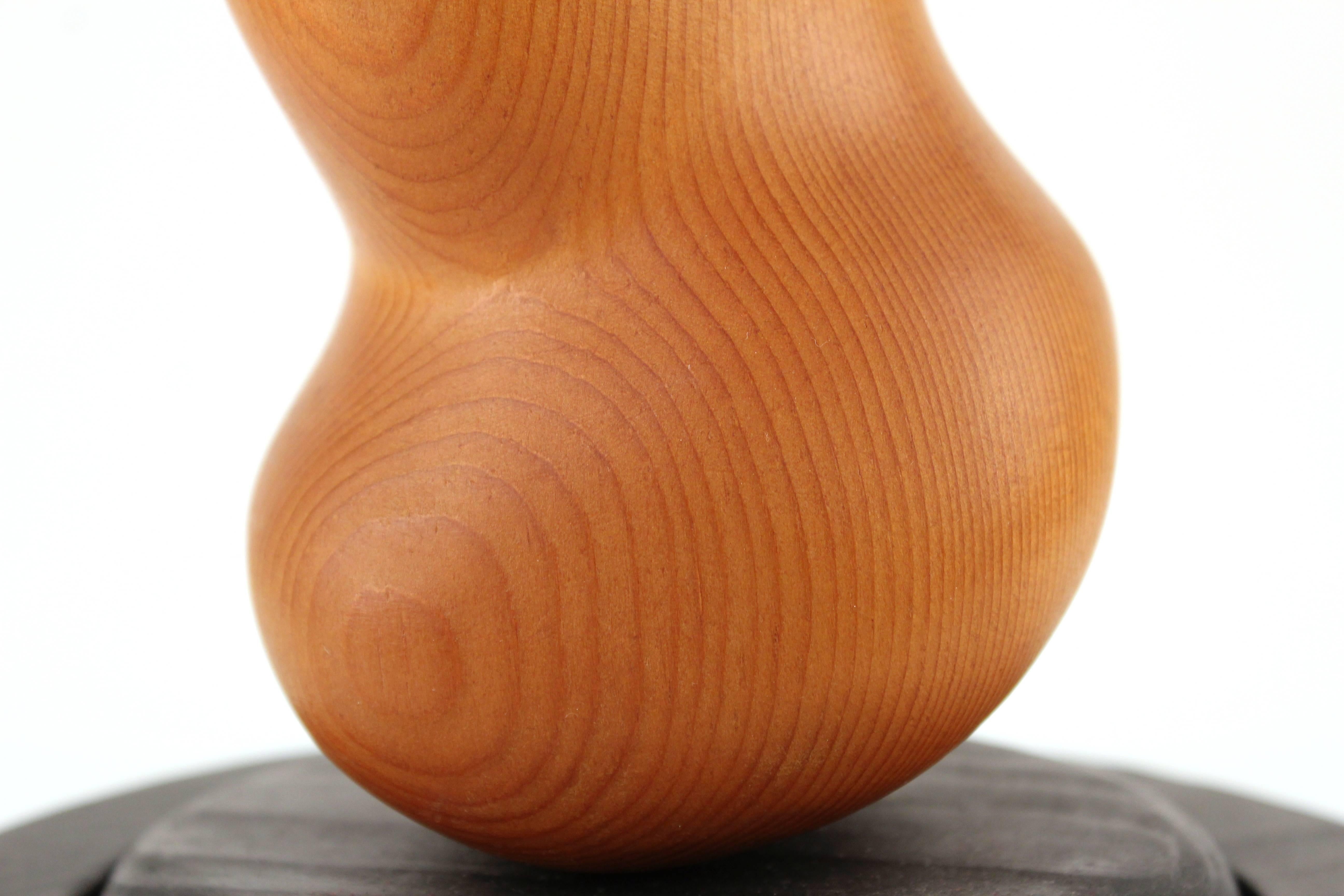 Abstract Modernist Wood Sculpture on Rotating Base In Good Condition In New York, NY