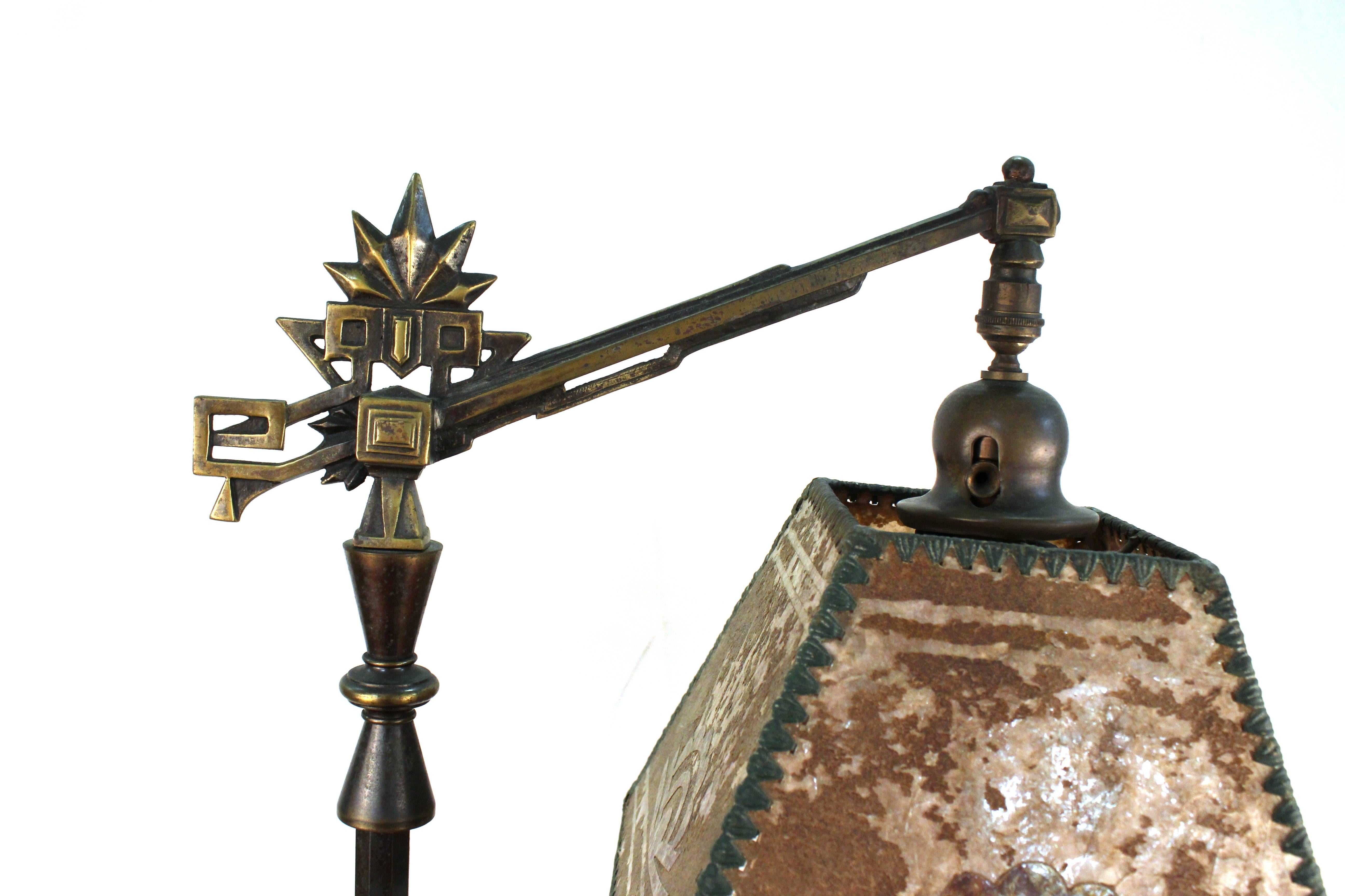 Mid-20th Century Art Deco Floor Lamp with Mica Shade