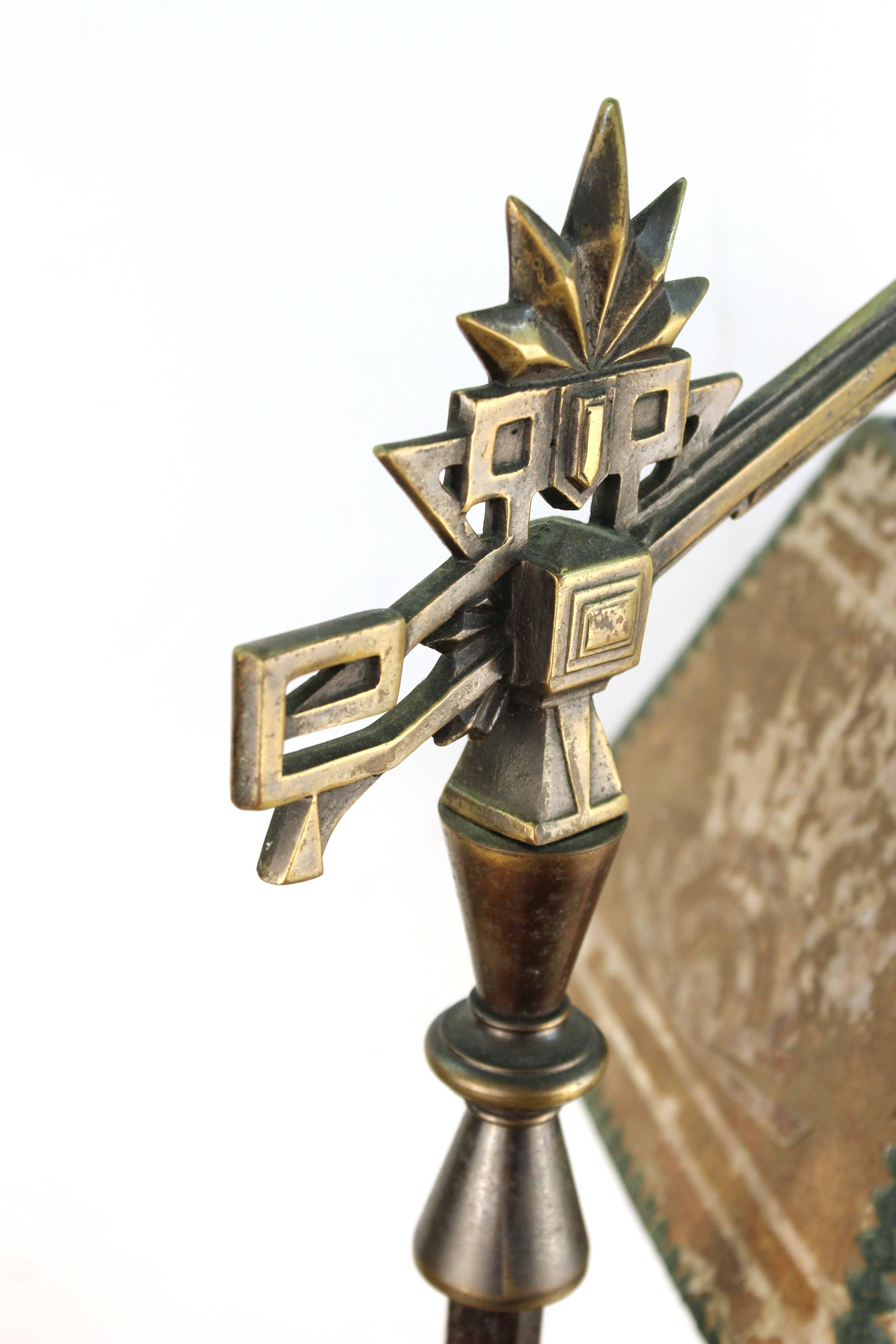 Metal Art Deco Floor Lamp with Mica Shade