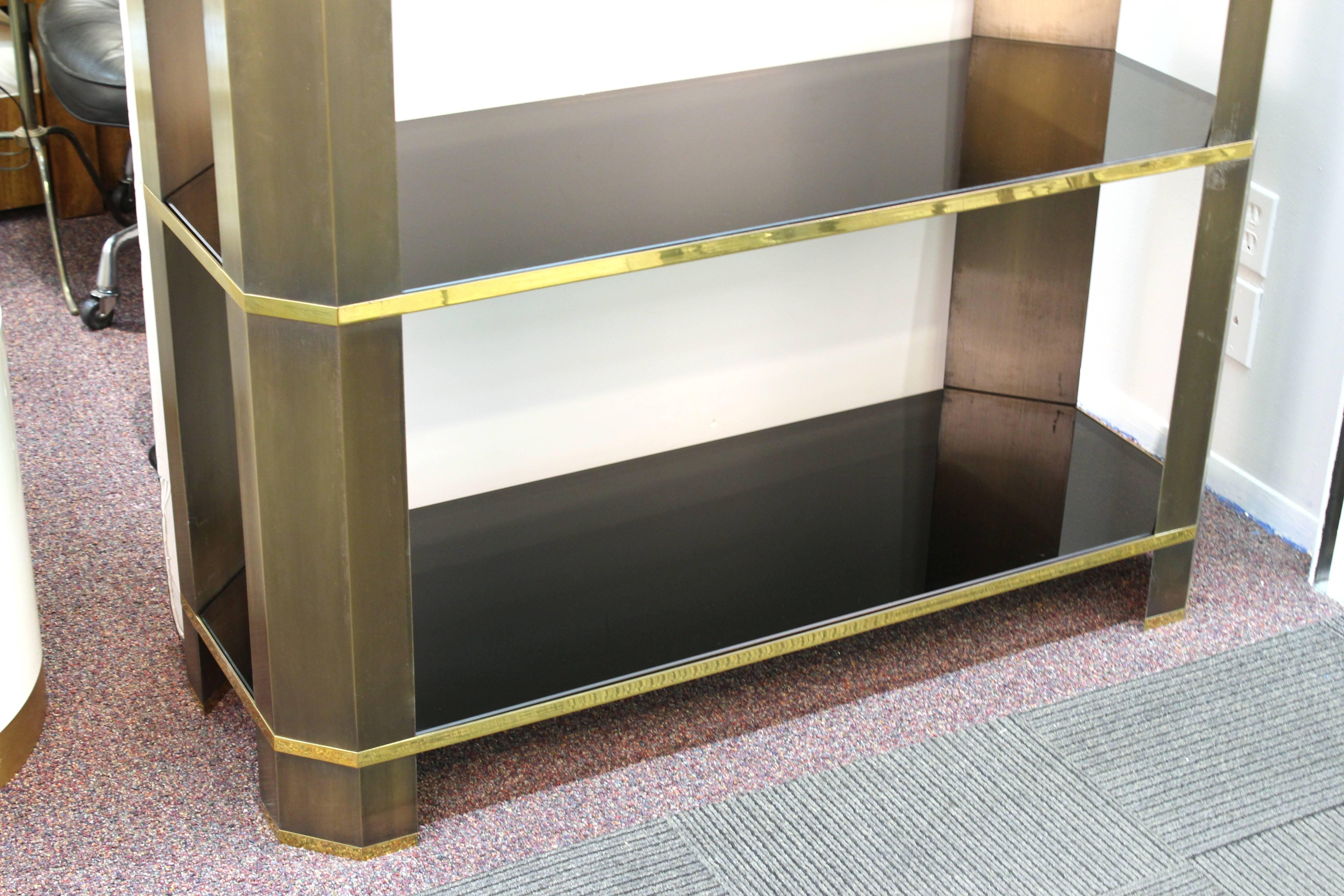 Brass Monumental Modern Bronze and Smoked Glass Etagere