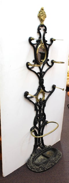 Hall Tree with Oval Mirror and Umbrella Stand