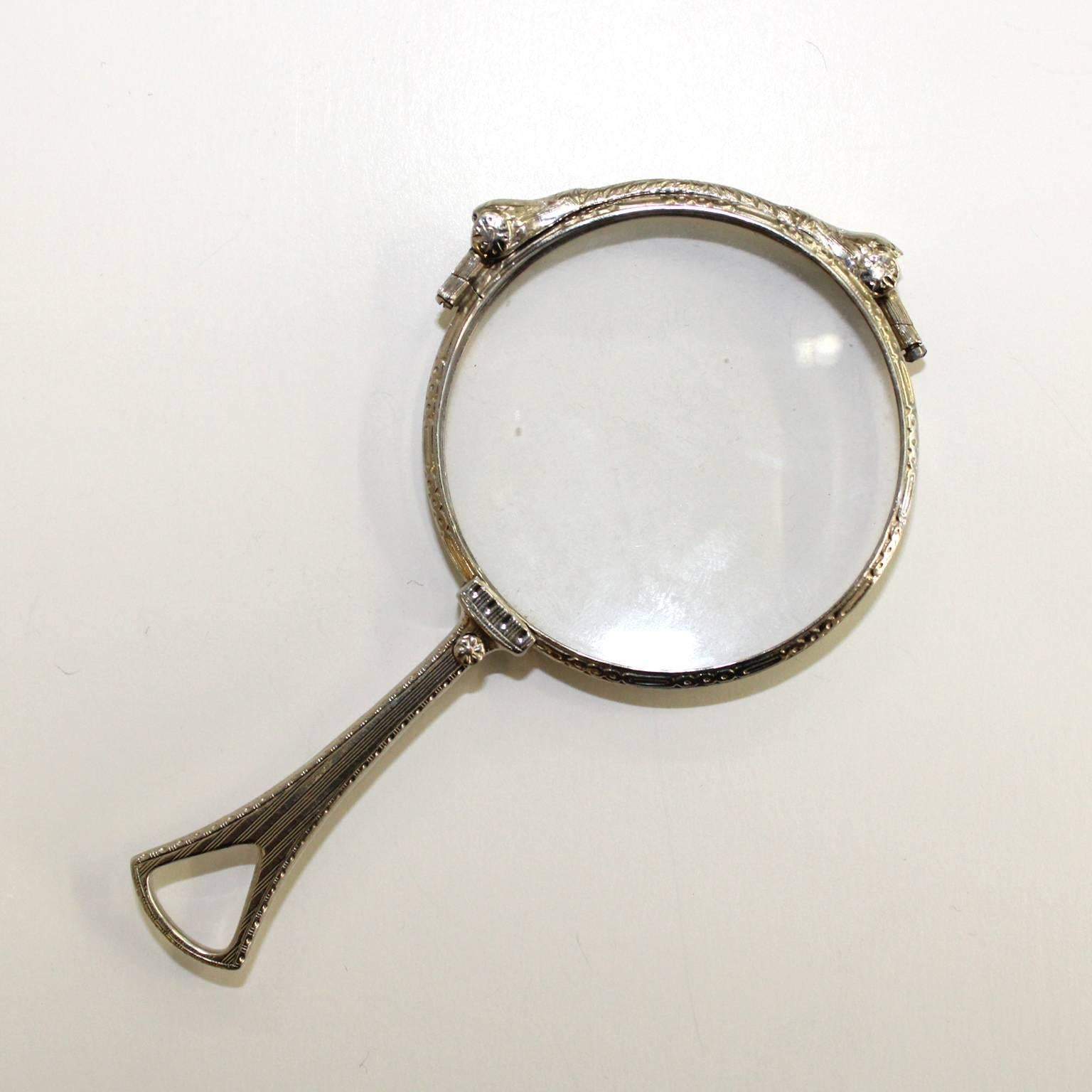 Art Deco Folding Lorgnette in White Gold In Good Condition In Astoria, NY
