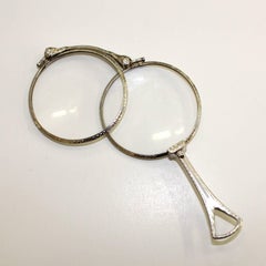 Art Deco Folding Lorgnette in White Gold