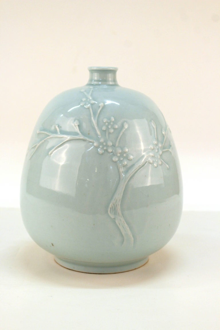 Korean CeladonGlazed Pottery Vase For Sale at 1stDibs