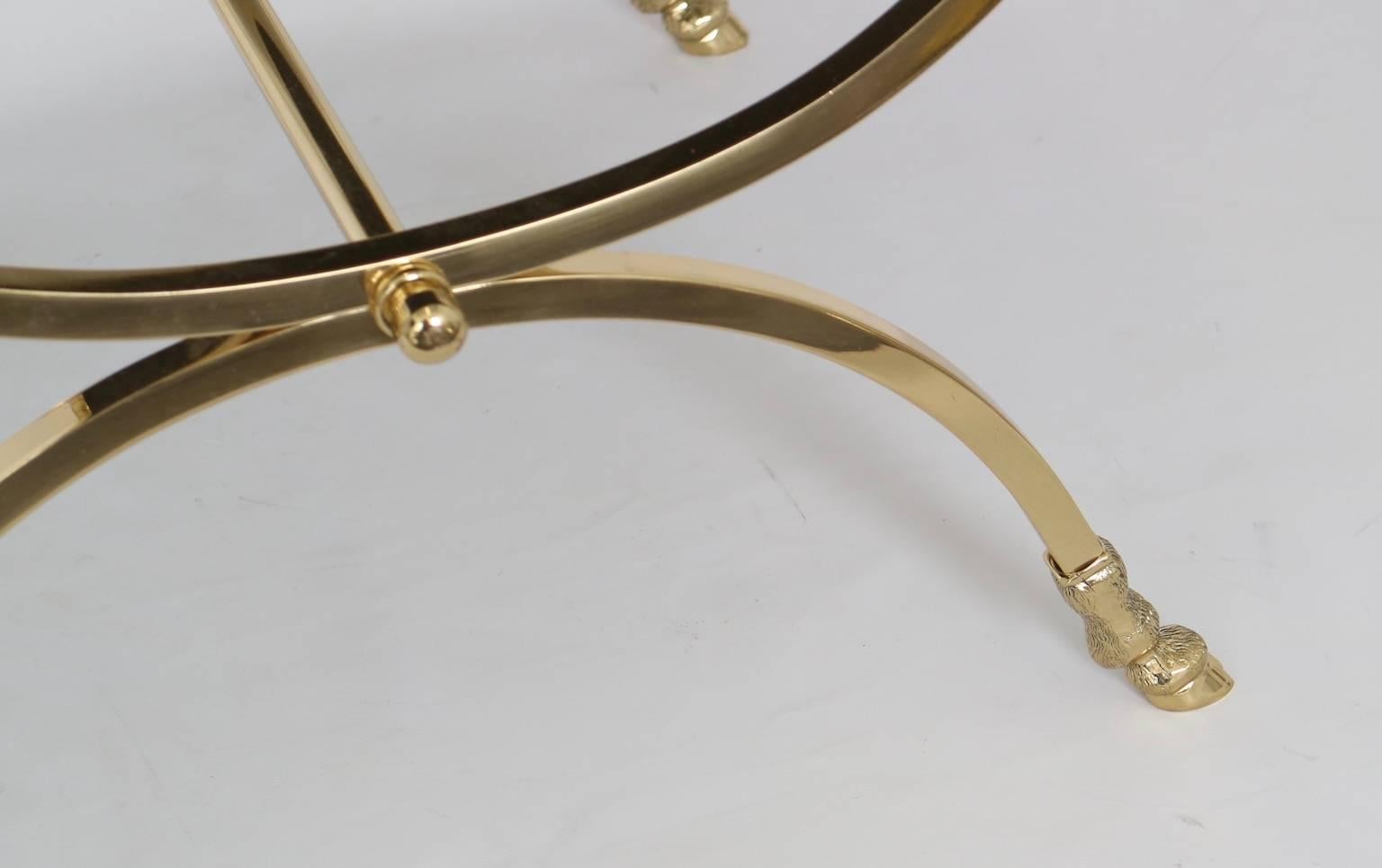 Hollywood Regency Italian Brass Campaign Stool in the Style of Maison Jansen 1