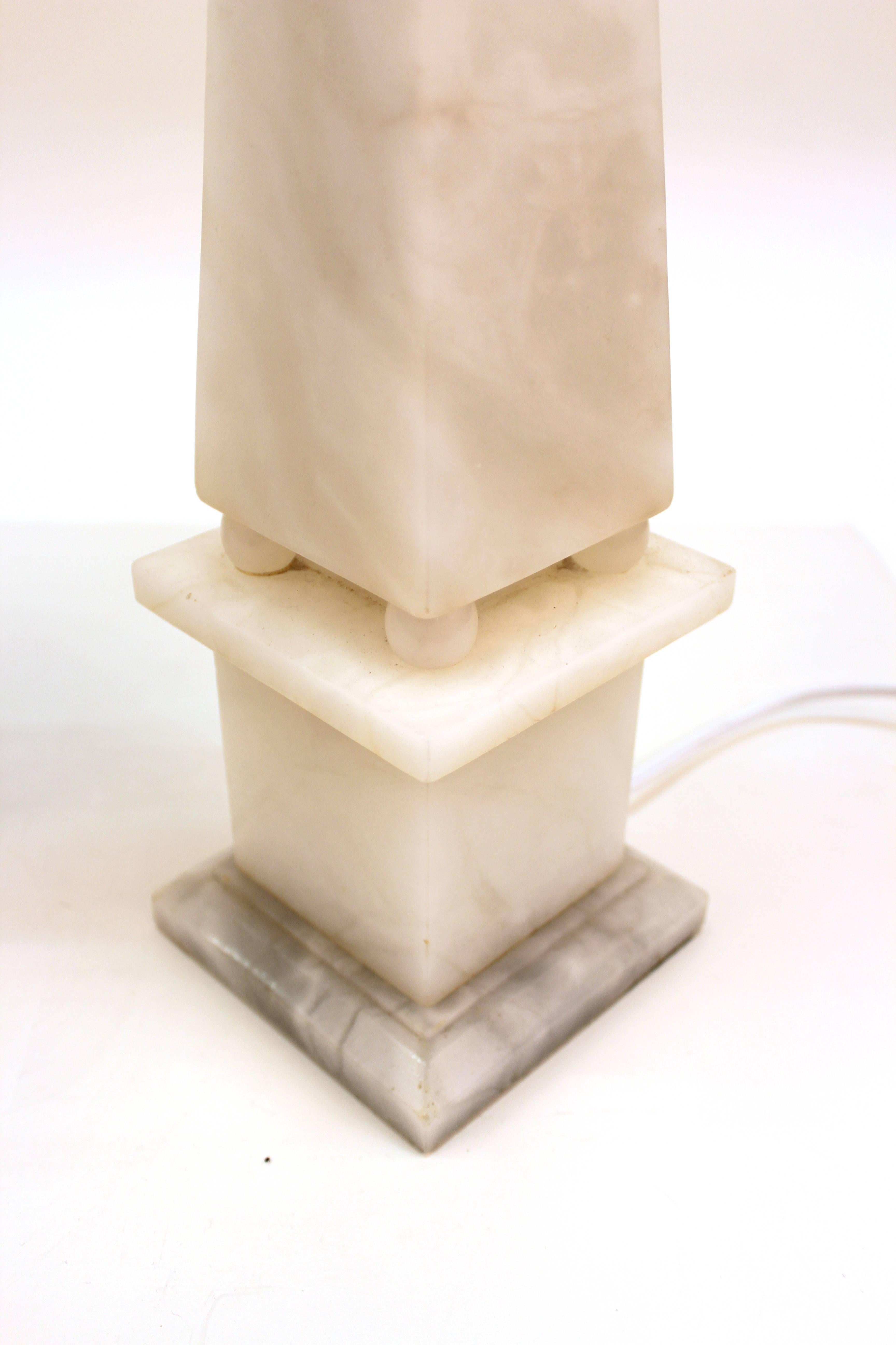 Alabaster Column Lamps In Excellent Condition In New York, NY