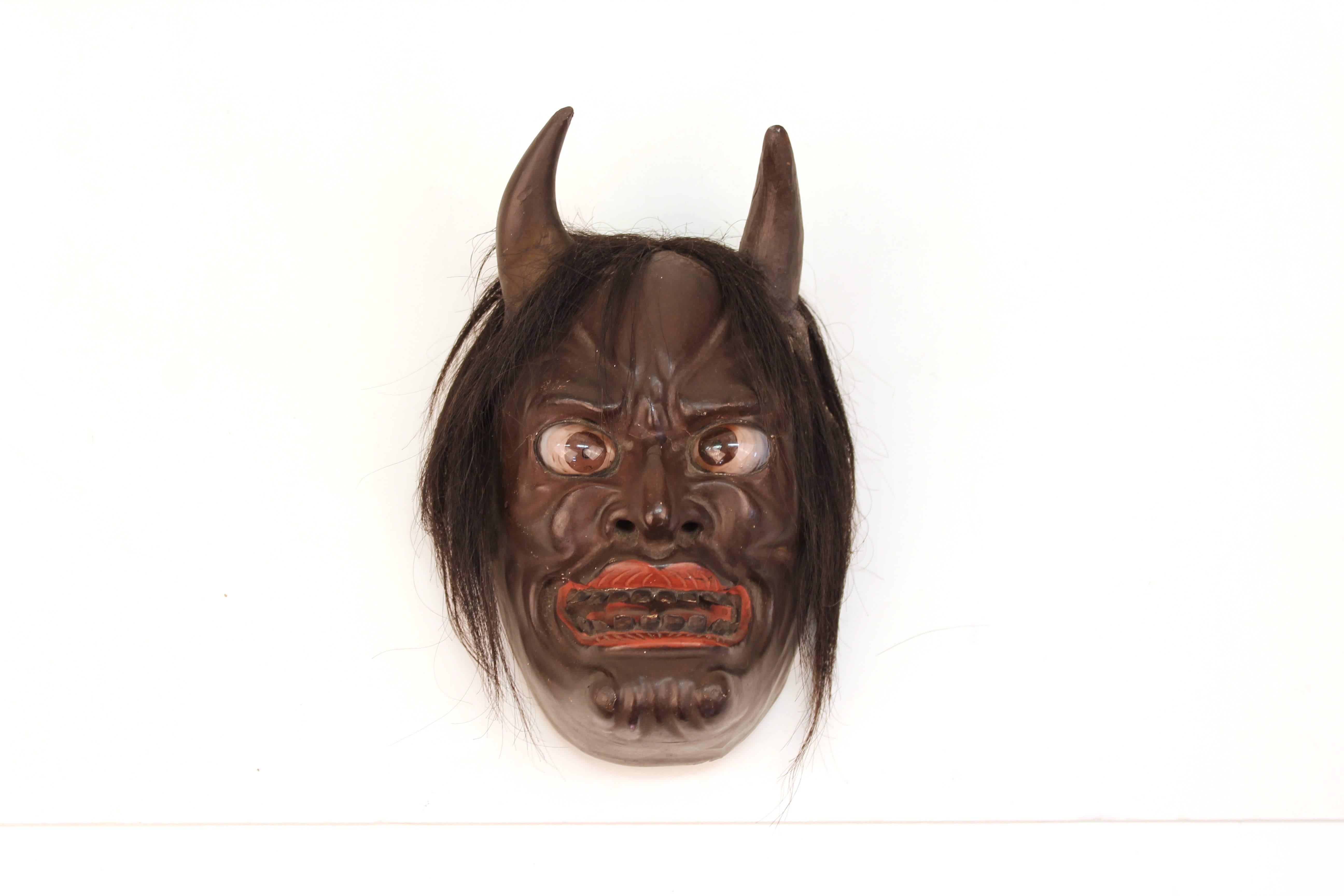 Japanese Edo Period Ike Mask 'Devil Face' In Good Condition For Sale In New York, NY