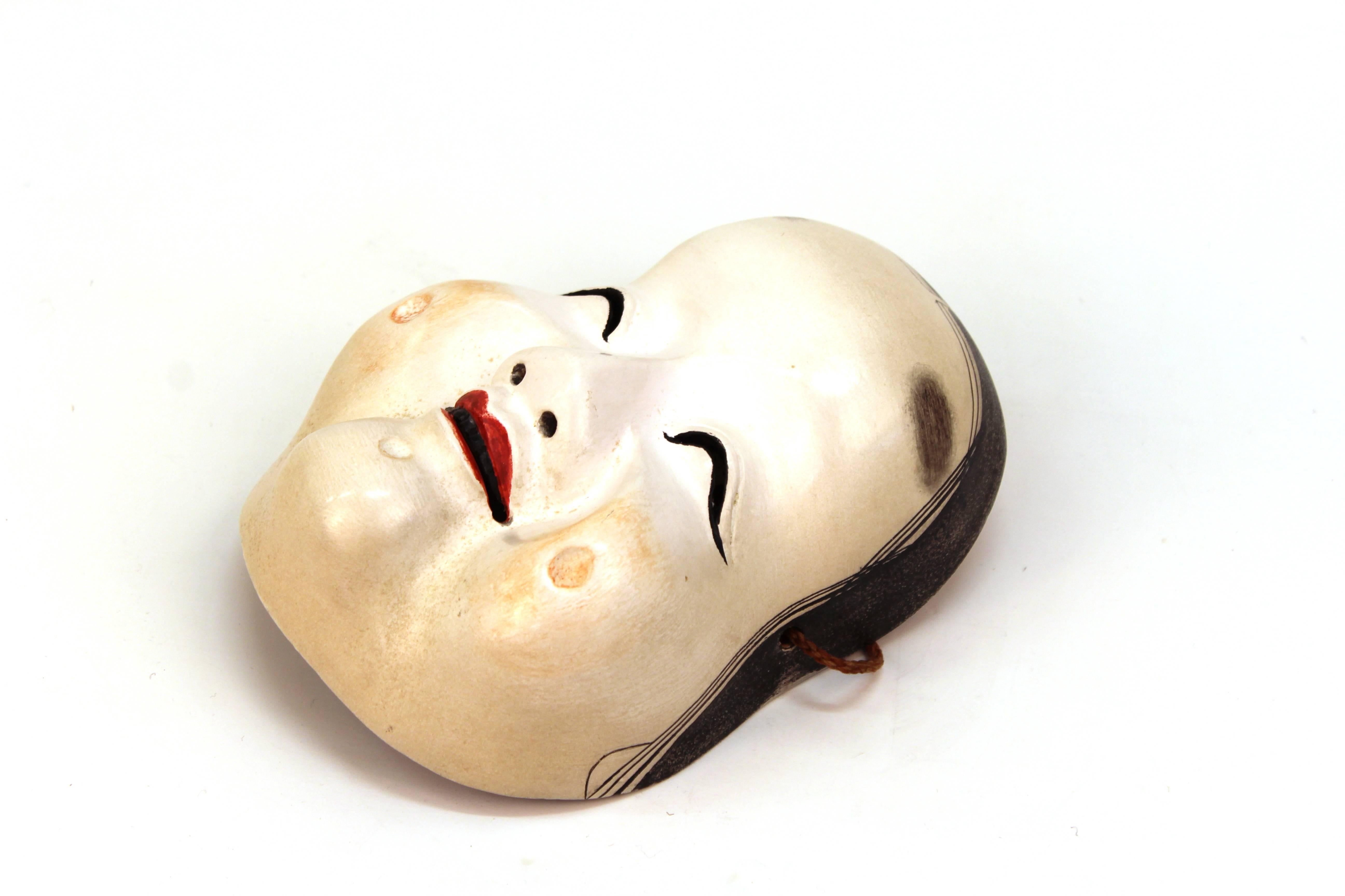 19th Century Japanese Meiji Period Mask of Okamo, the Goddess of Happiness