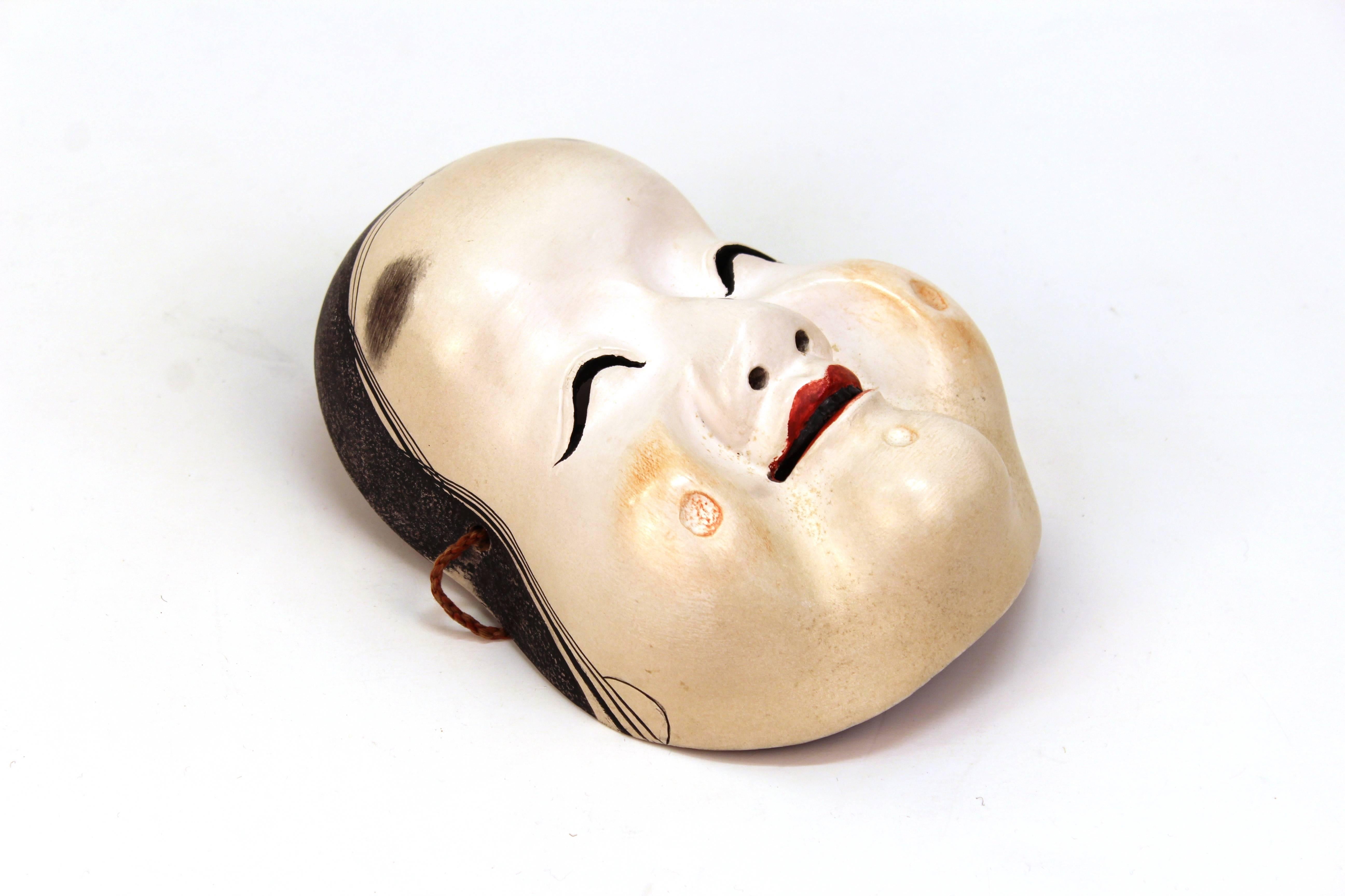 Japanese Meiji Period Mask of Okamo, the Goddess of Happiness In Good Condition In New York, NY