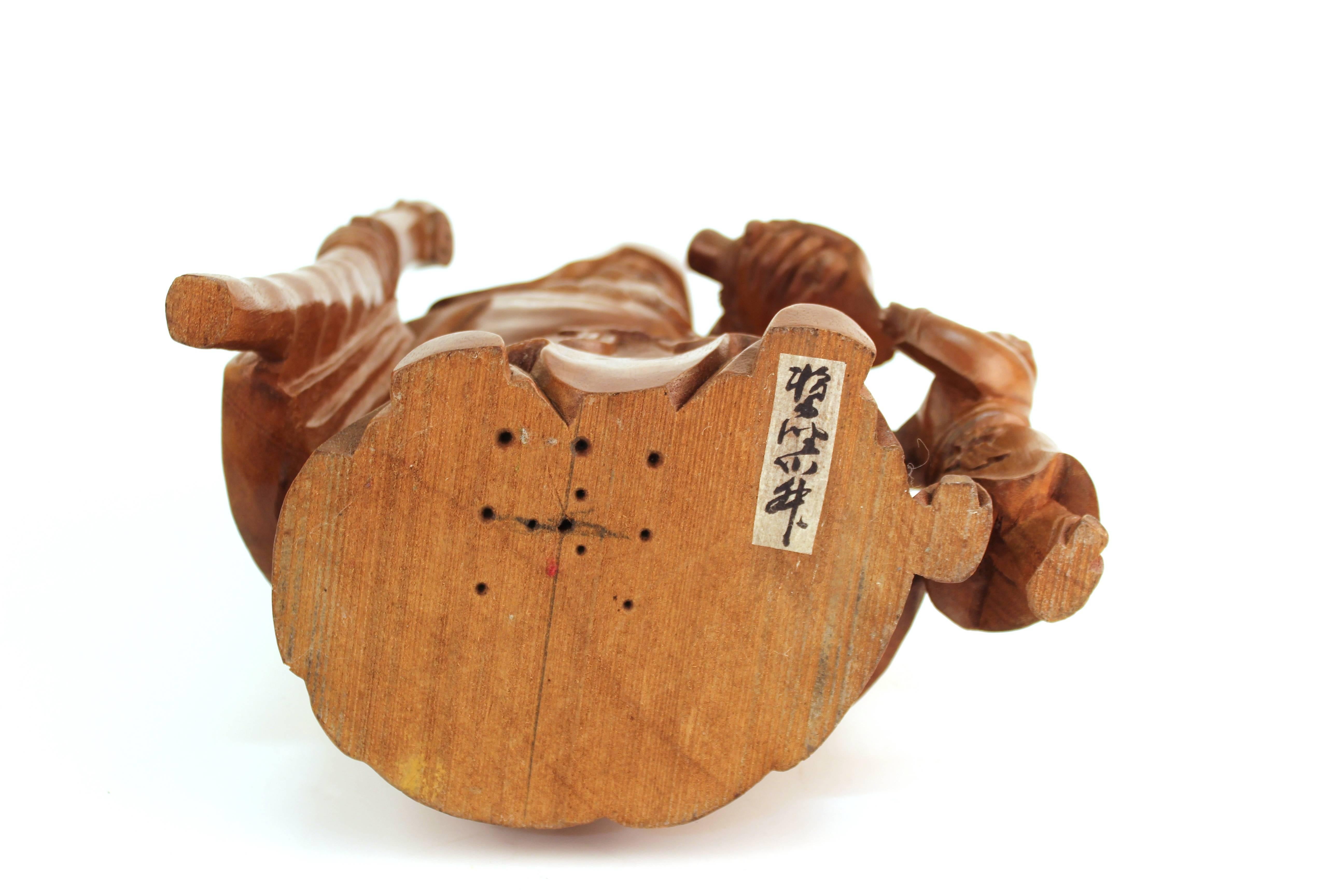 19th Century Japanese Paloma Wood Carving Okimono of Jurojin For Sale