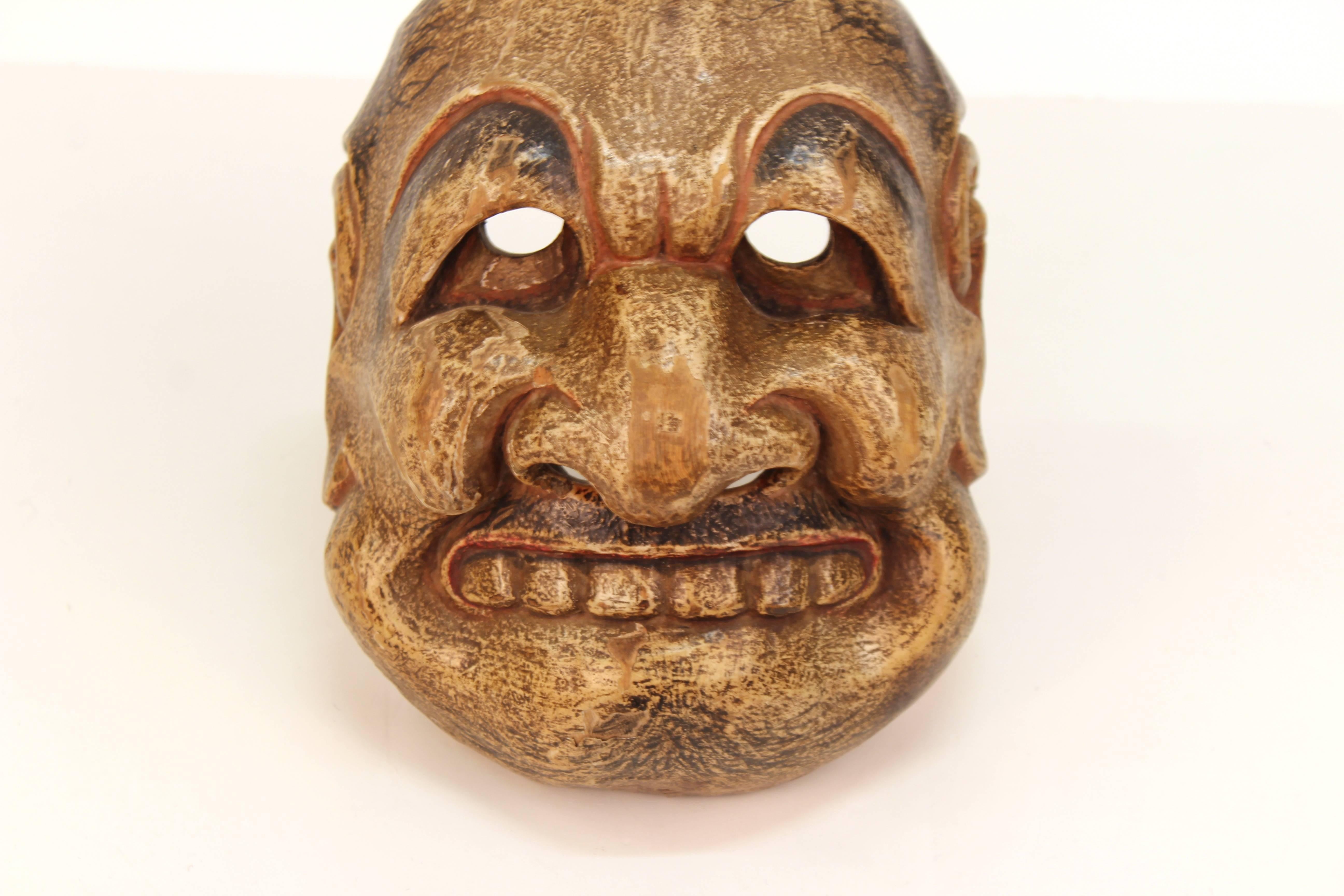 Japanese Edo Period Kyogen Mask of a Nio Guardian For Sale 2