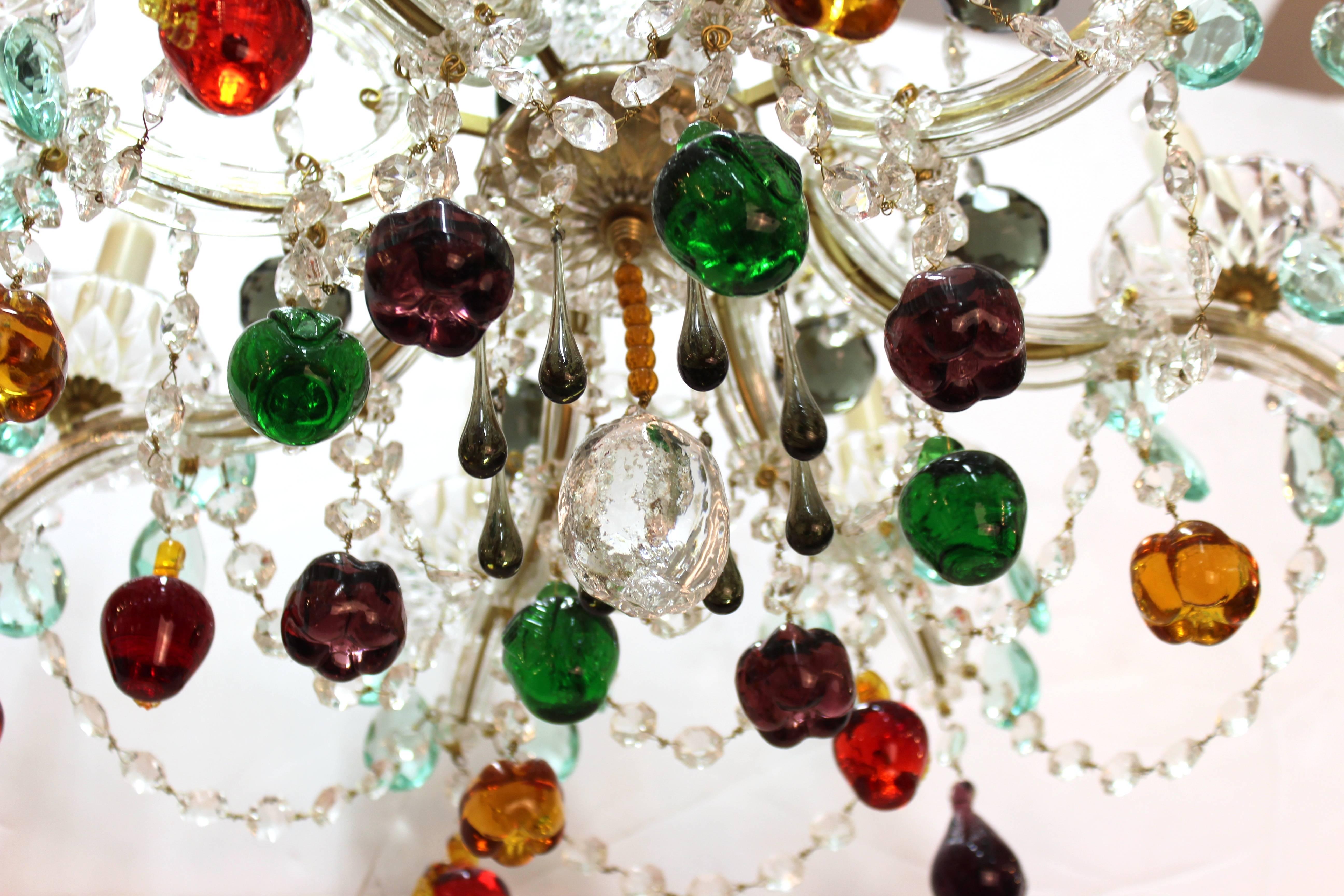 Italian Mid-Century Maria Theresa Chandelier with Fruit Crystals