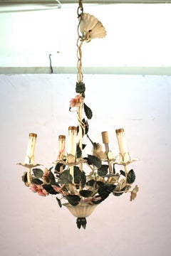 Mid-Century Toleware Floral Chandelier