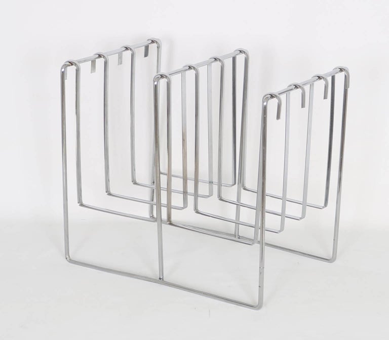 Milo Baughman Chrome Magazine Rack at 1stDibs