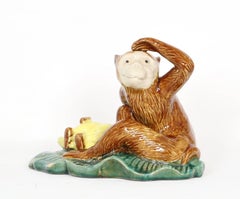 English Majolica Monkey Figure