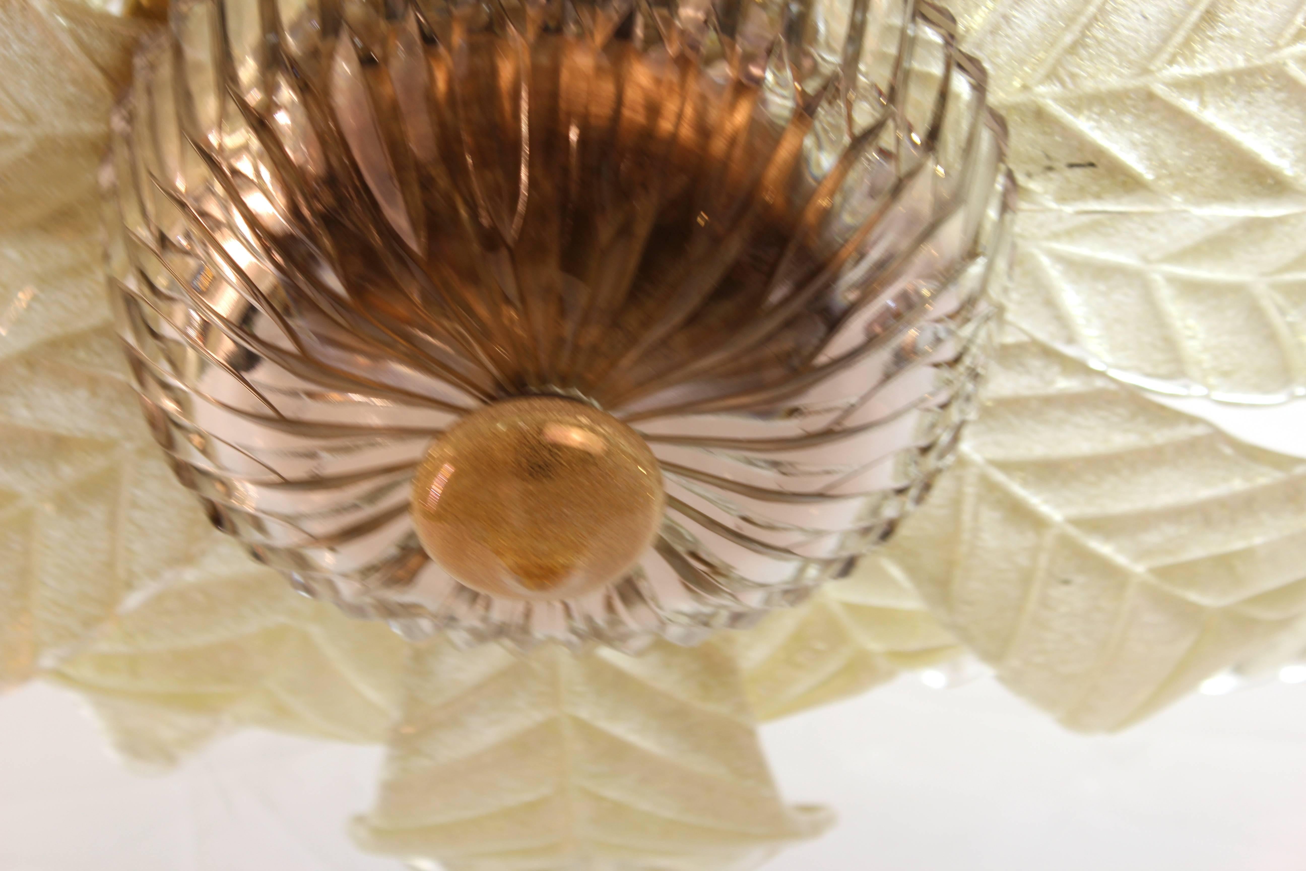 Italian Modern Chandelier with Murano Glass Leaves For Sale 4