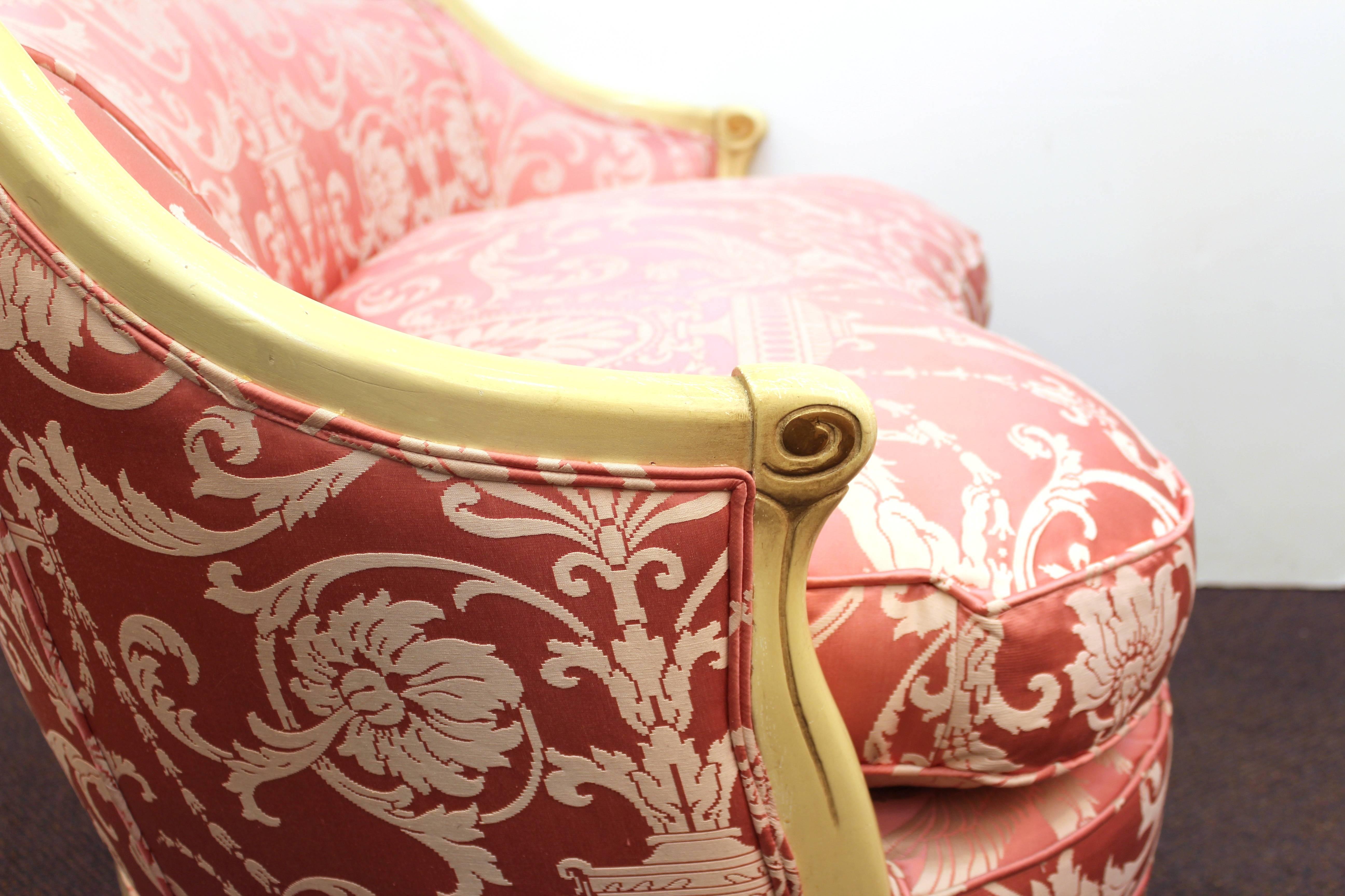 Neoclassical Style Settees in Pink Jacquard 2