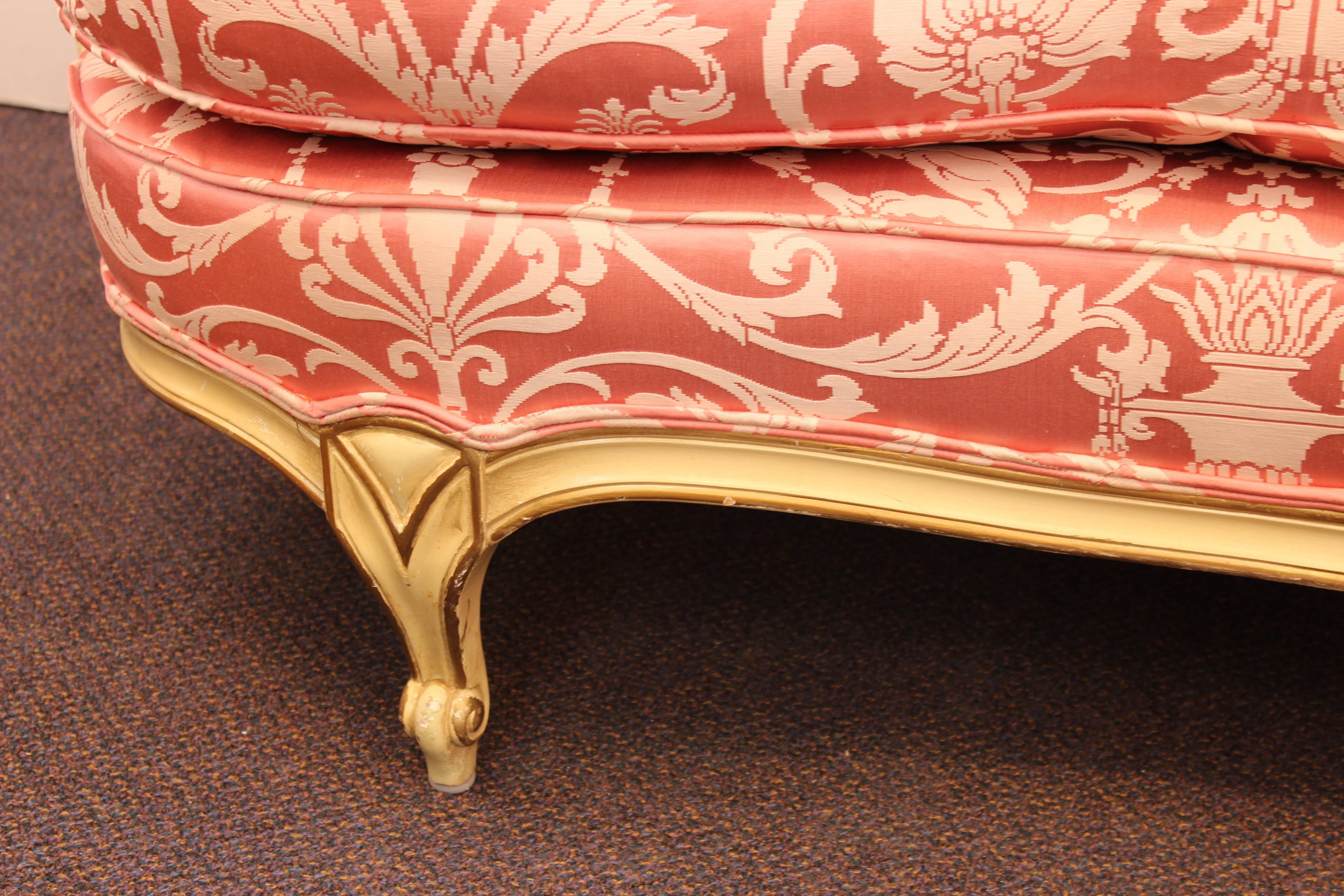 Neoclassical Style Settees in Pink Jacquard 4