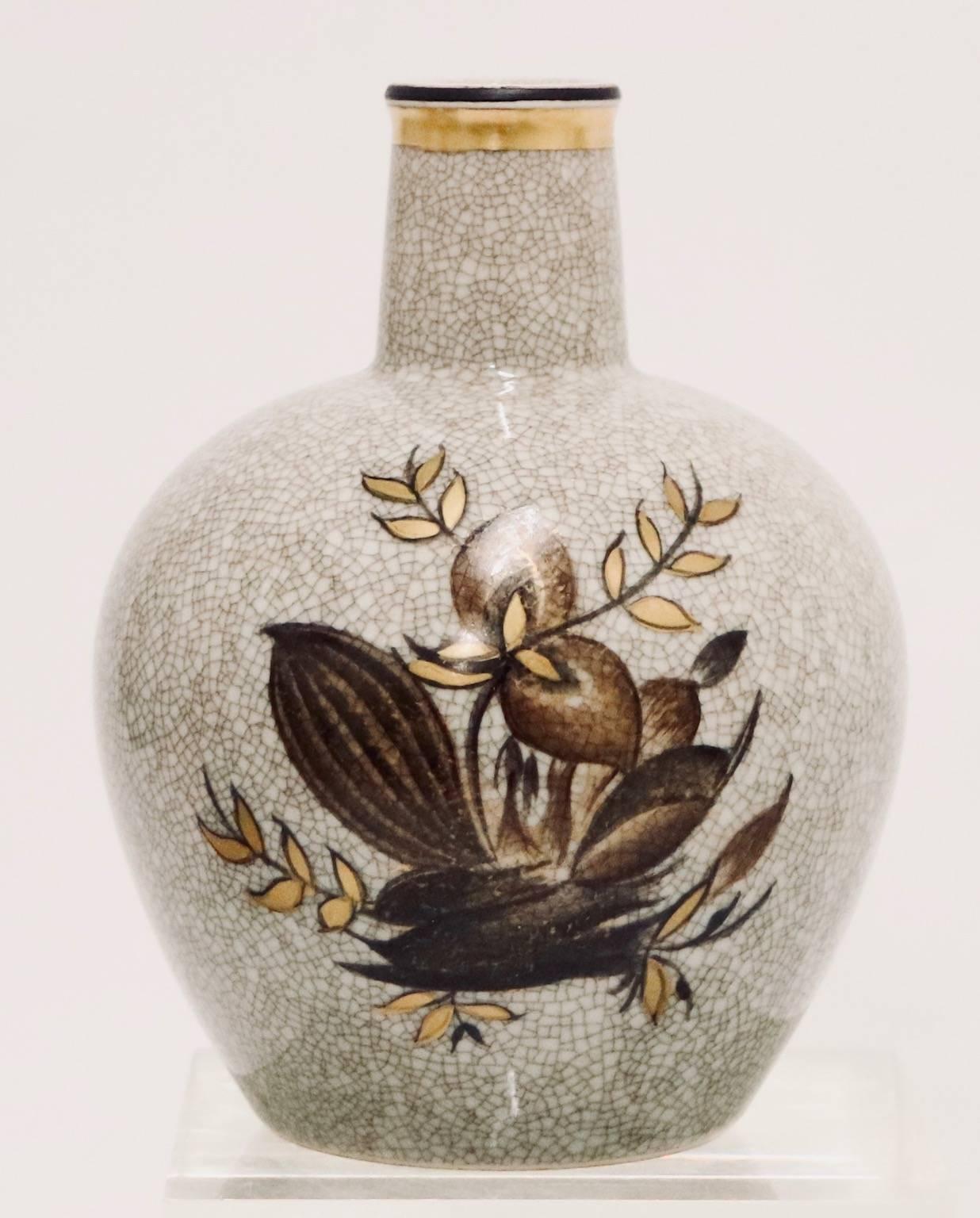 Danish Royal Copenhagen Midcentury Vases in Crackle Finish Porcelain, Signed 2