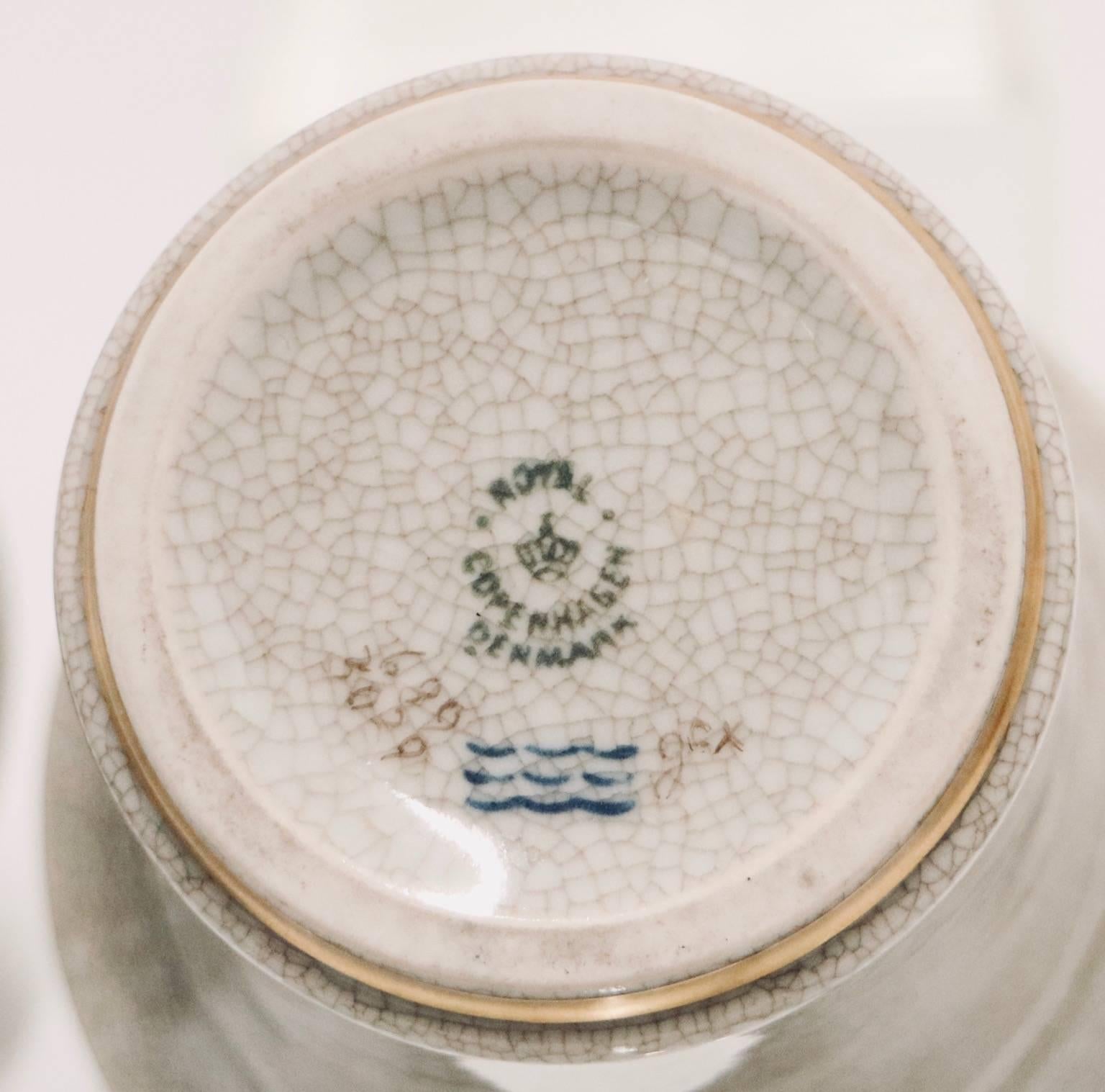 Danish Royal Copenhagen Midcentury Vases in Crackle Finish Porcelain, Signed 4