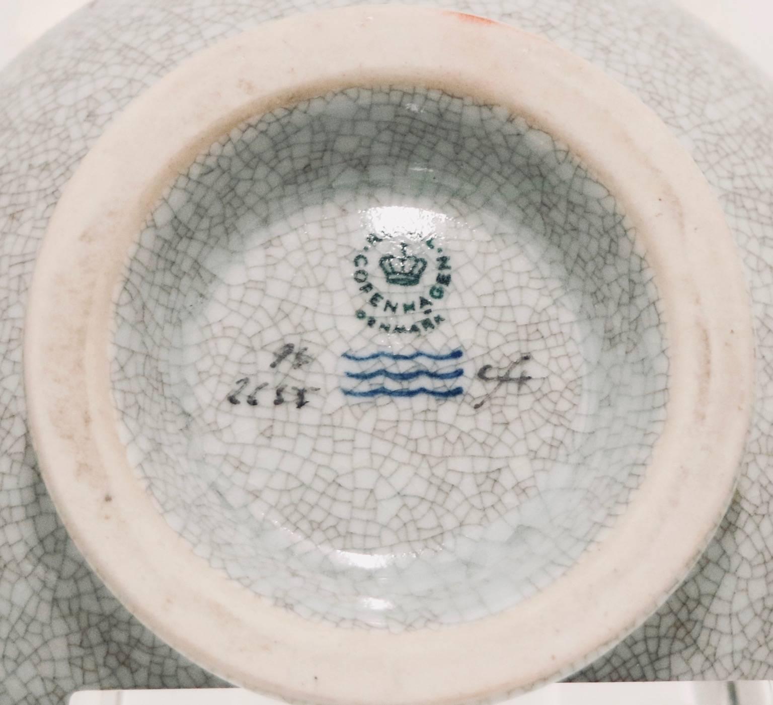 Danish Royal Copenhagen Midcentury Vases in Crackle Finish Porcelain, Signed 5