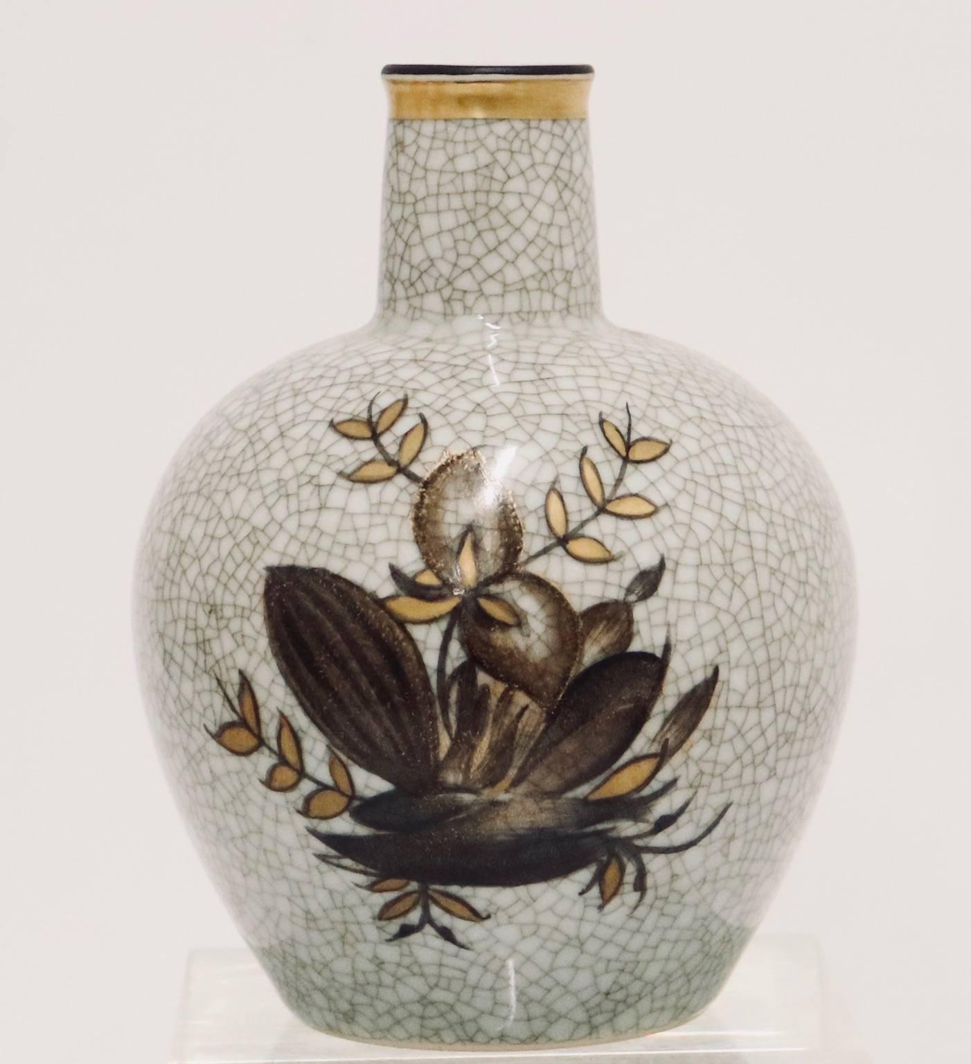 Danish Royal Copenhagen Midcentury Vases in Crackle Finish Porcelain, Signed 1