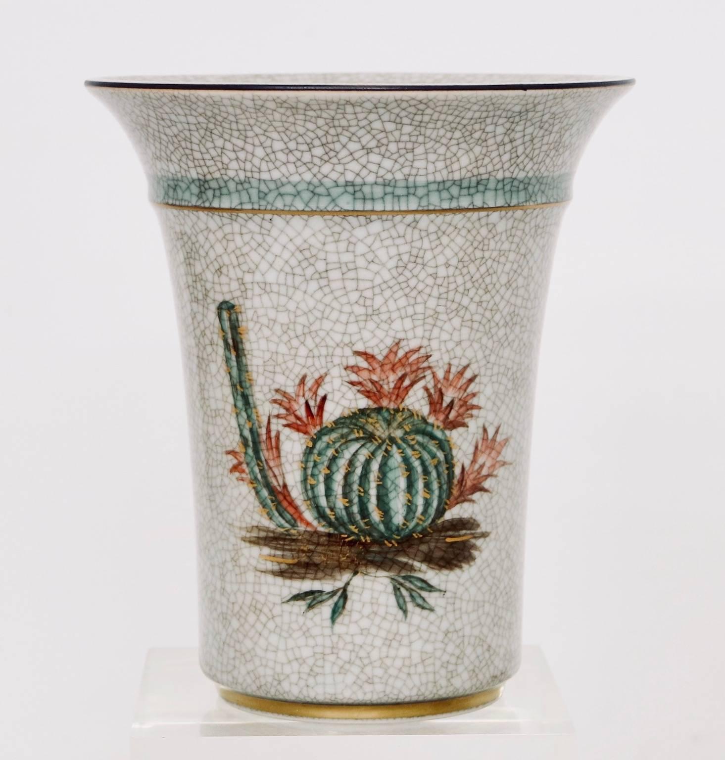 Mid-Century Modern Danish Royal Copenhagen Midcentury Vases in Crackle Finish Porcelain, Signed