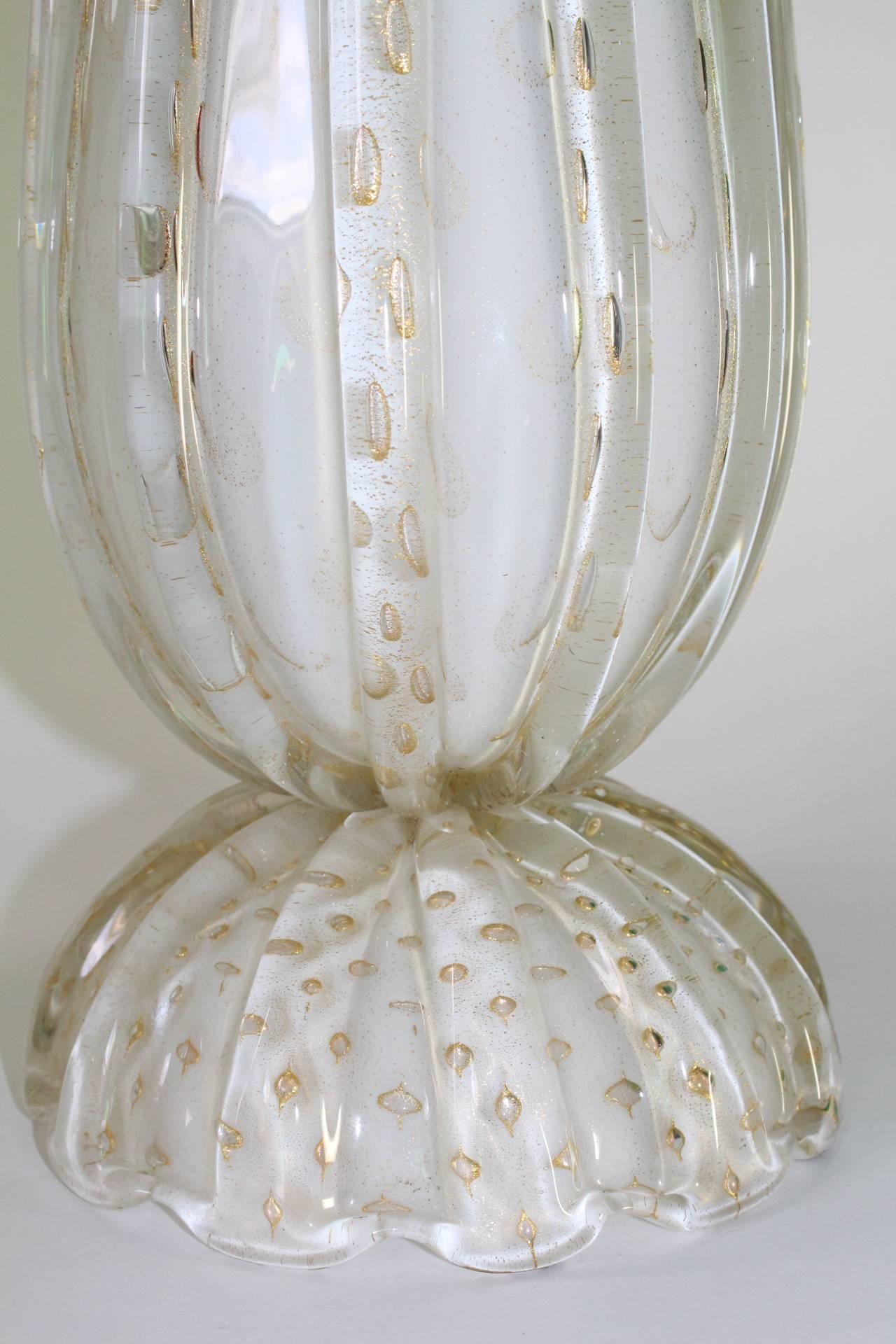 Large Murano Glass Lamps with Gold Flakes 2